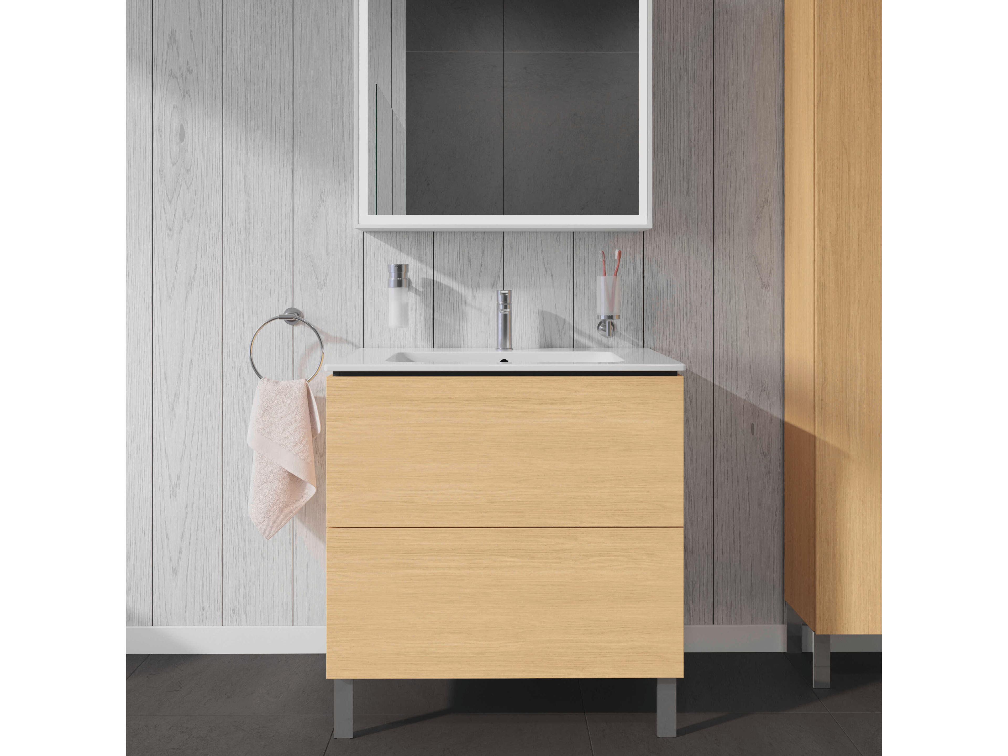 Duravit L-cube 32'' Two Drawer Natural Oak Matt Wall-Mounted Vanity Unit