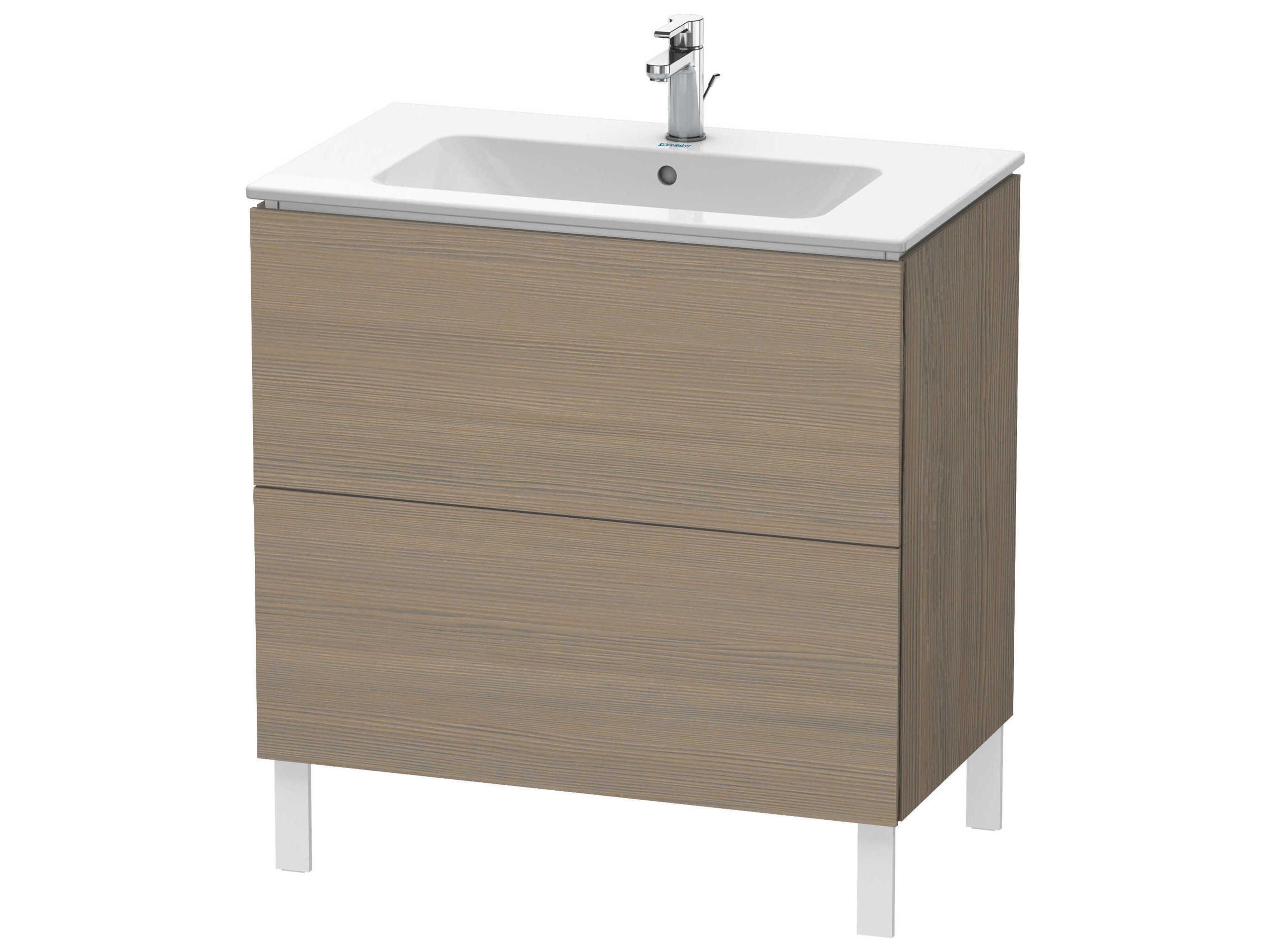 L-cube 32'' Two Drawer Oak Terra Matt Wall-Mounted Vanity Unit