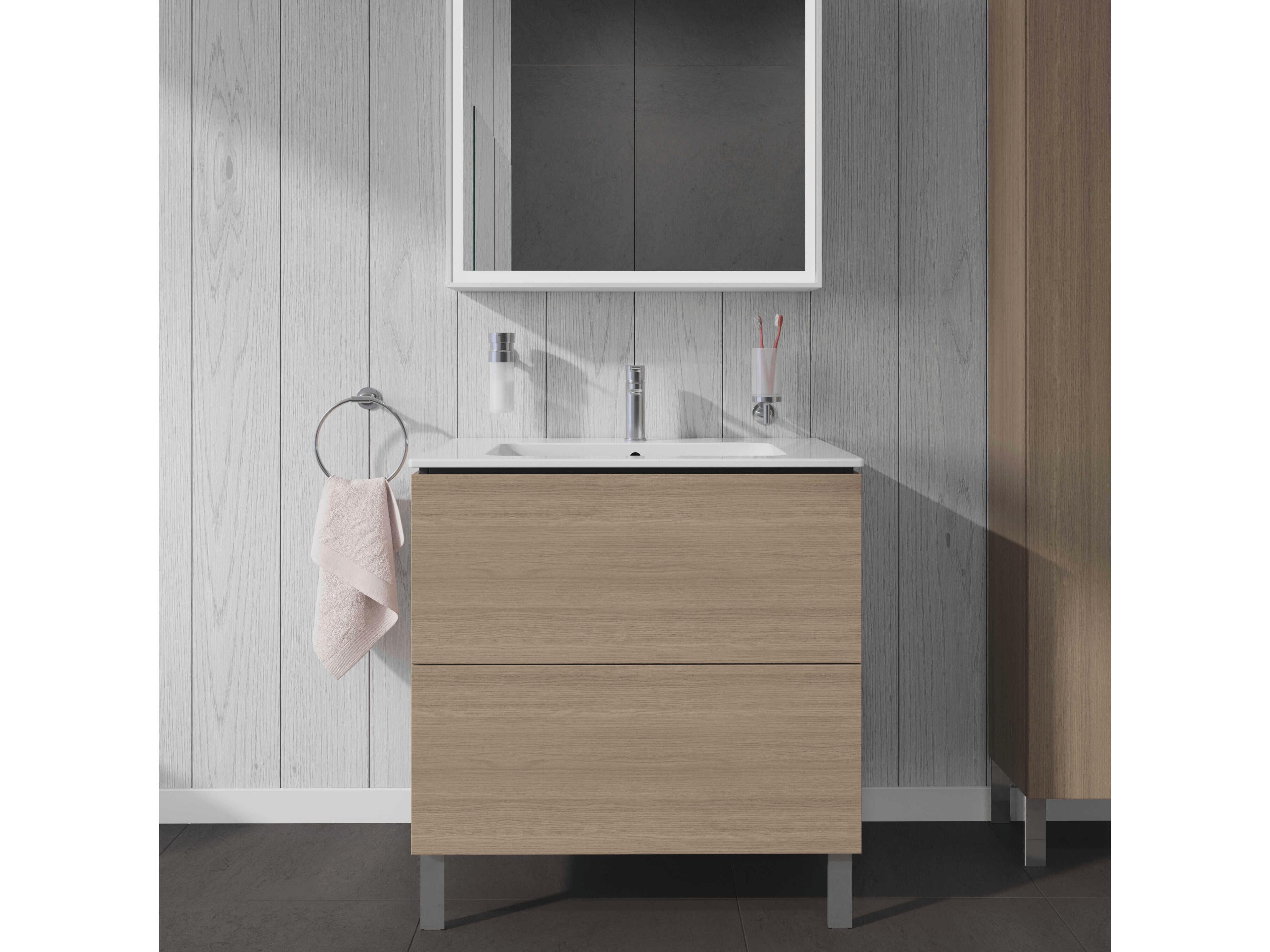 Duravit L-cube 32'' Two Drawer Oak Terra Matt Wall-Mounted Vanity Unit