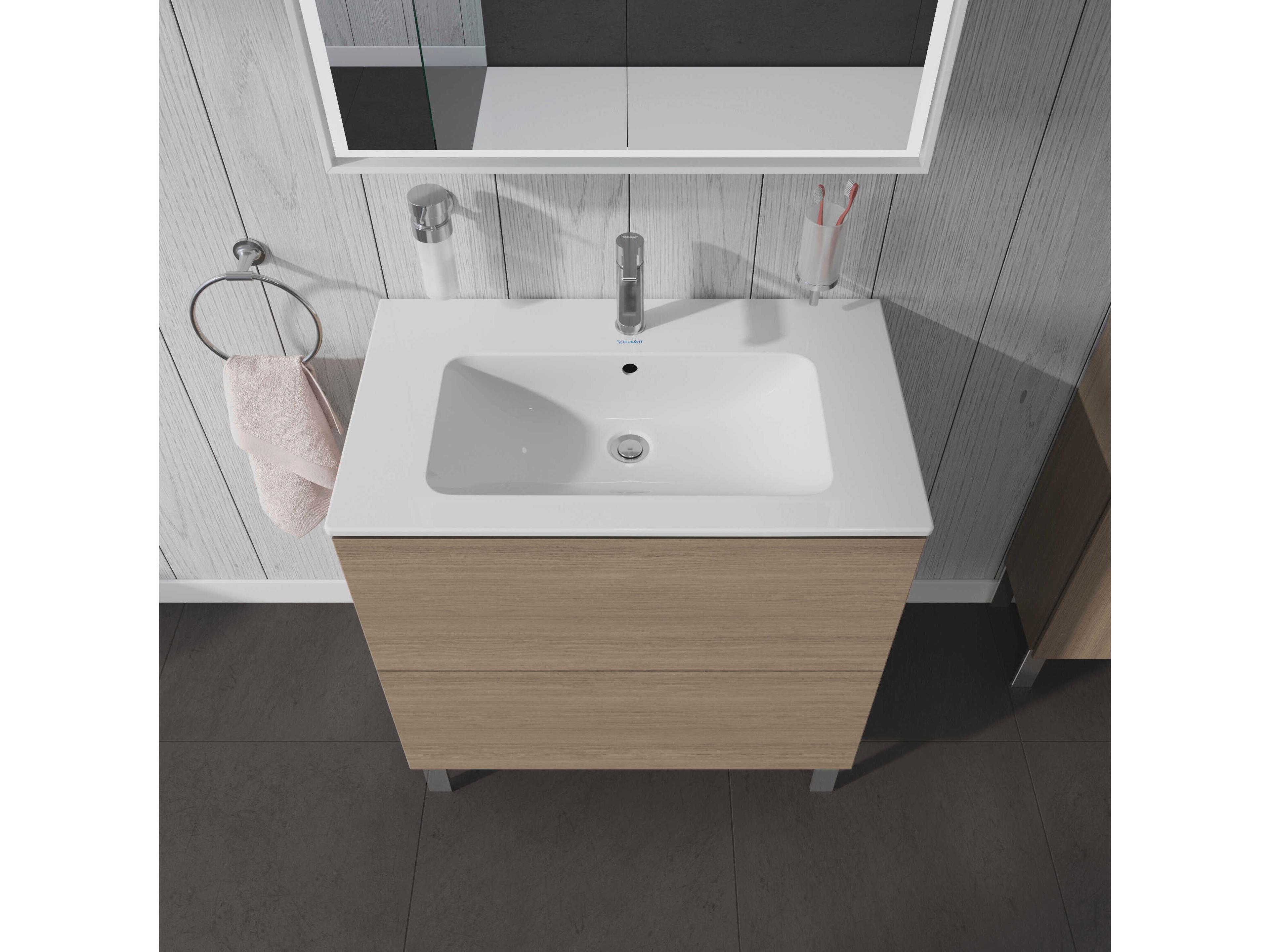 Duravit L-cube 32'' Two Drawer Oak Terra Matt Wall-Mounted Vanity Unit