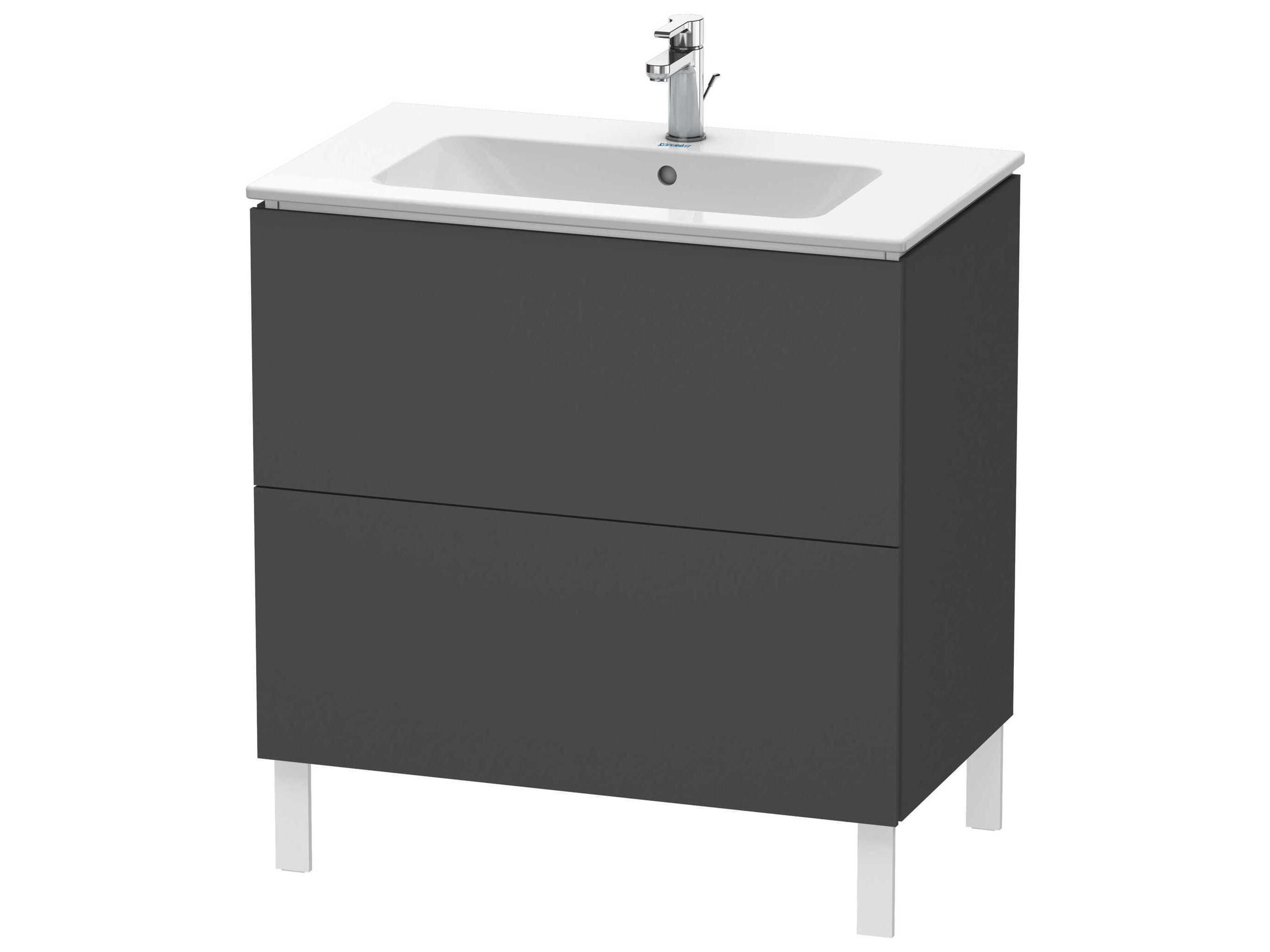 L-cube 32'' Two Drawer Graphite Matt Wall-Mounted Vanity Unit