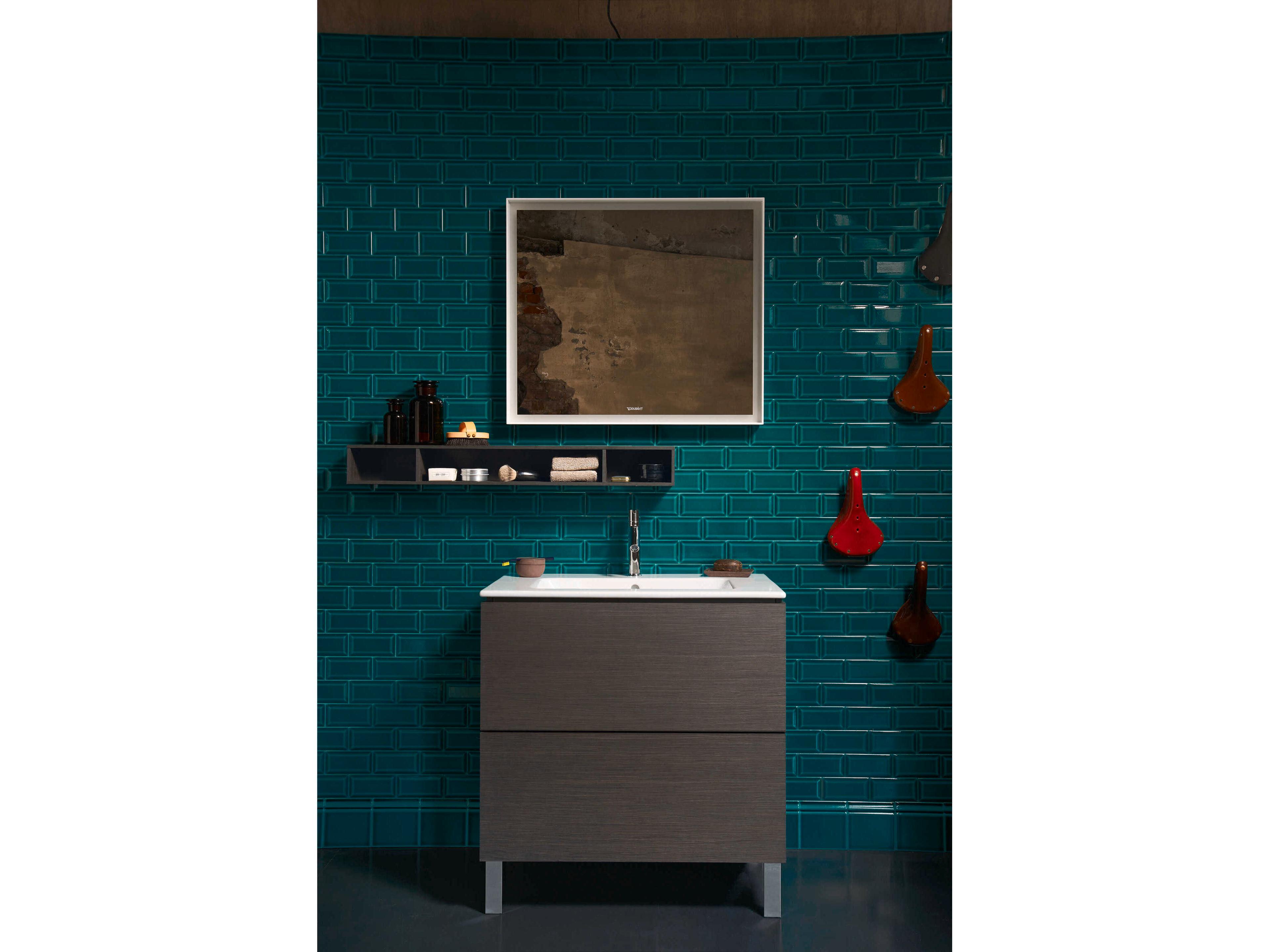 Duravit L-cube 32'' Two Drawer Dark Brushed Oak Matt Wall-Mounted Vanity Unit