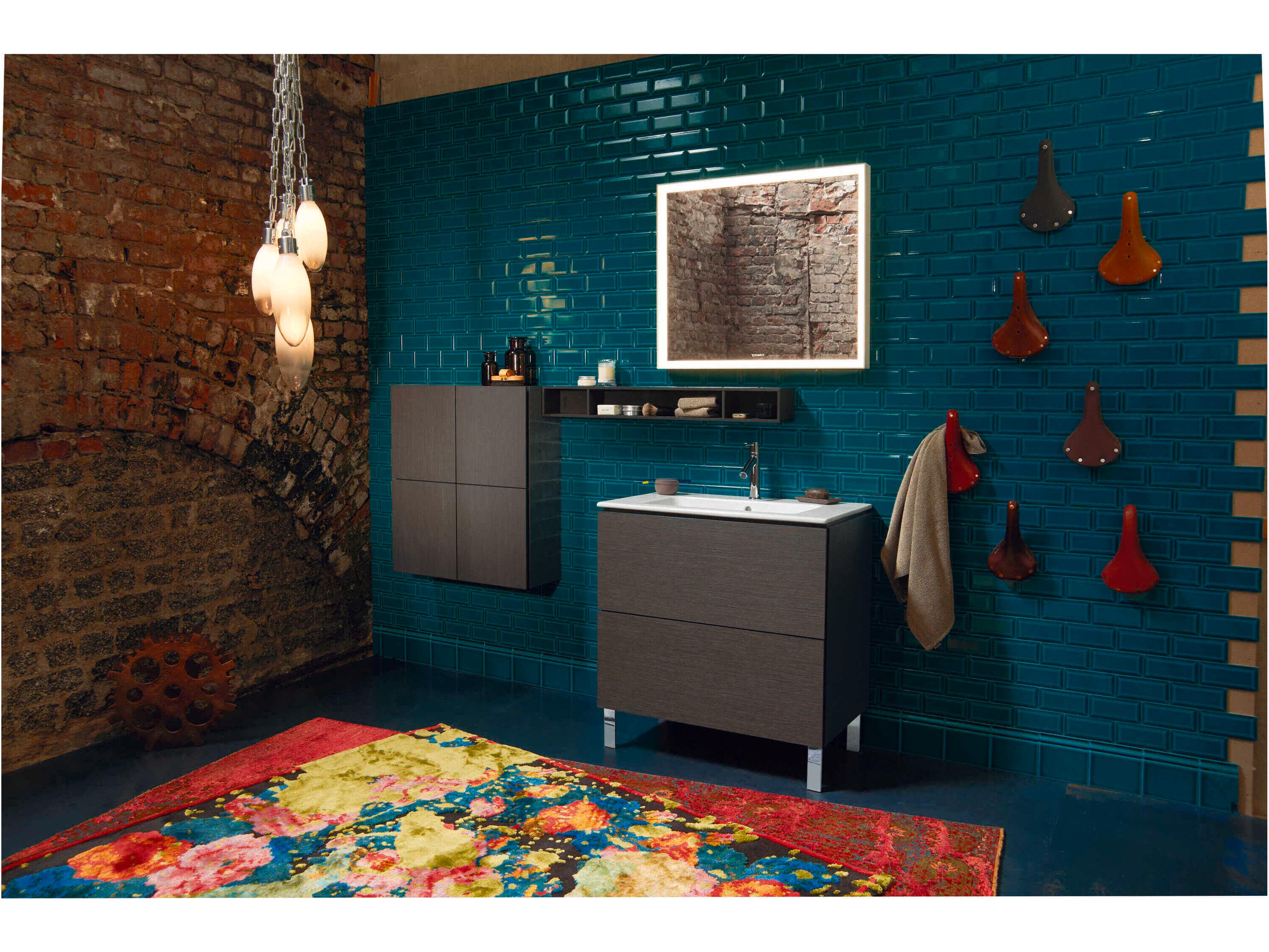 Duravit L-cube 32'' Two Drawer Dark Brushed Oak Matt Wall-Mounted Vanity Unit