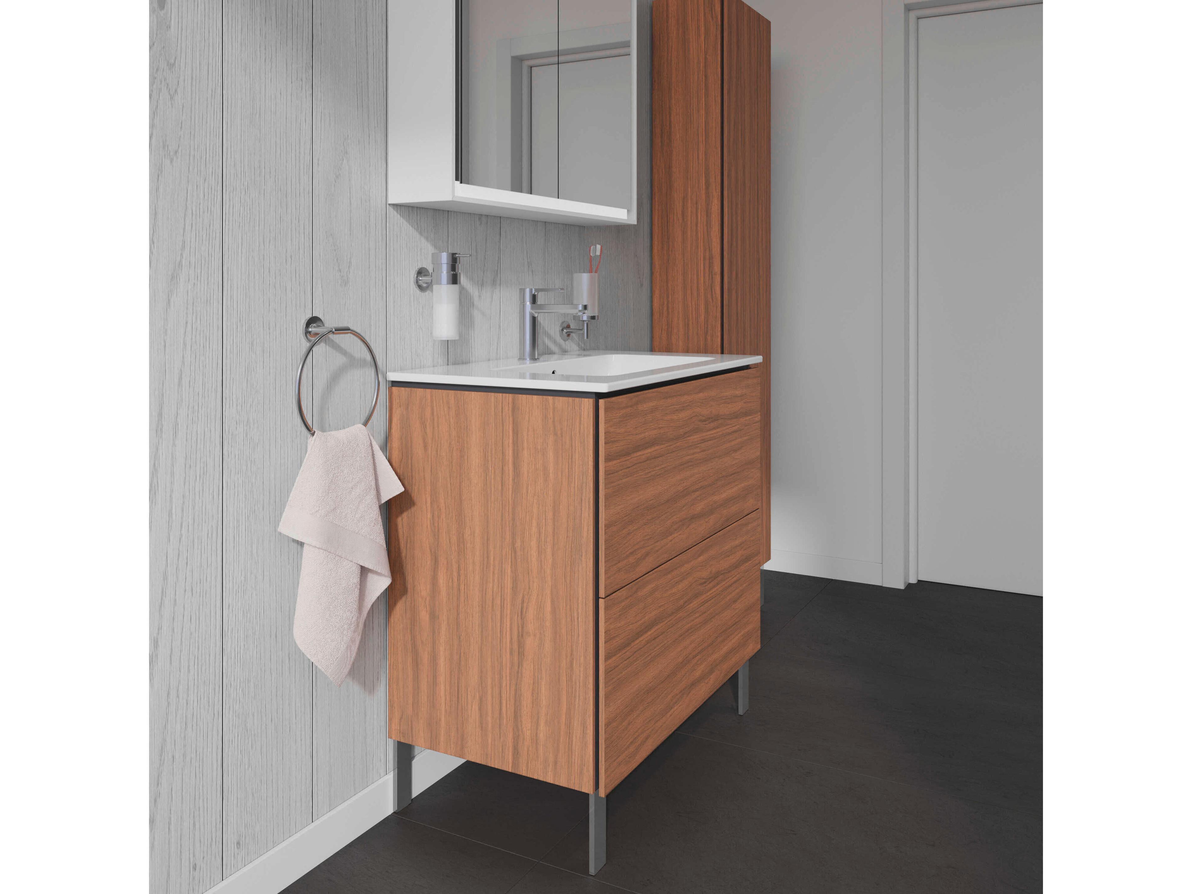 Duravit L-cube 32'' Two Drawer Walnut Matt Wall-Mounted Vanity Unit