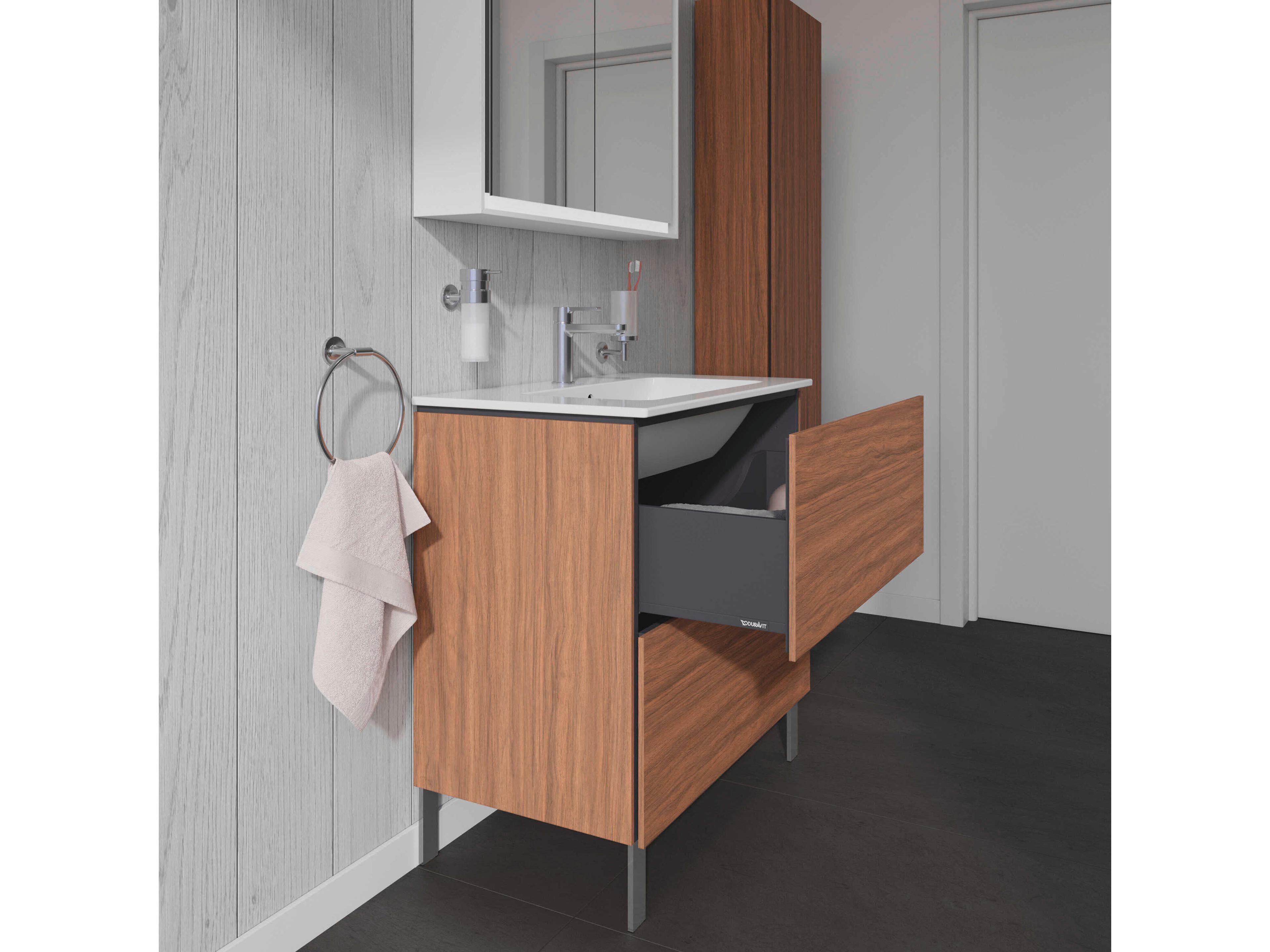 Duravit L-cube 32'' Two Drawer Walnut Matt Wall-Mounted Vanity Unit