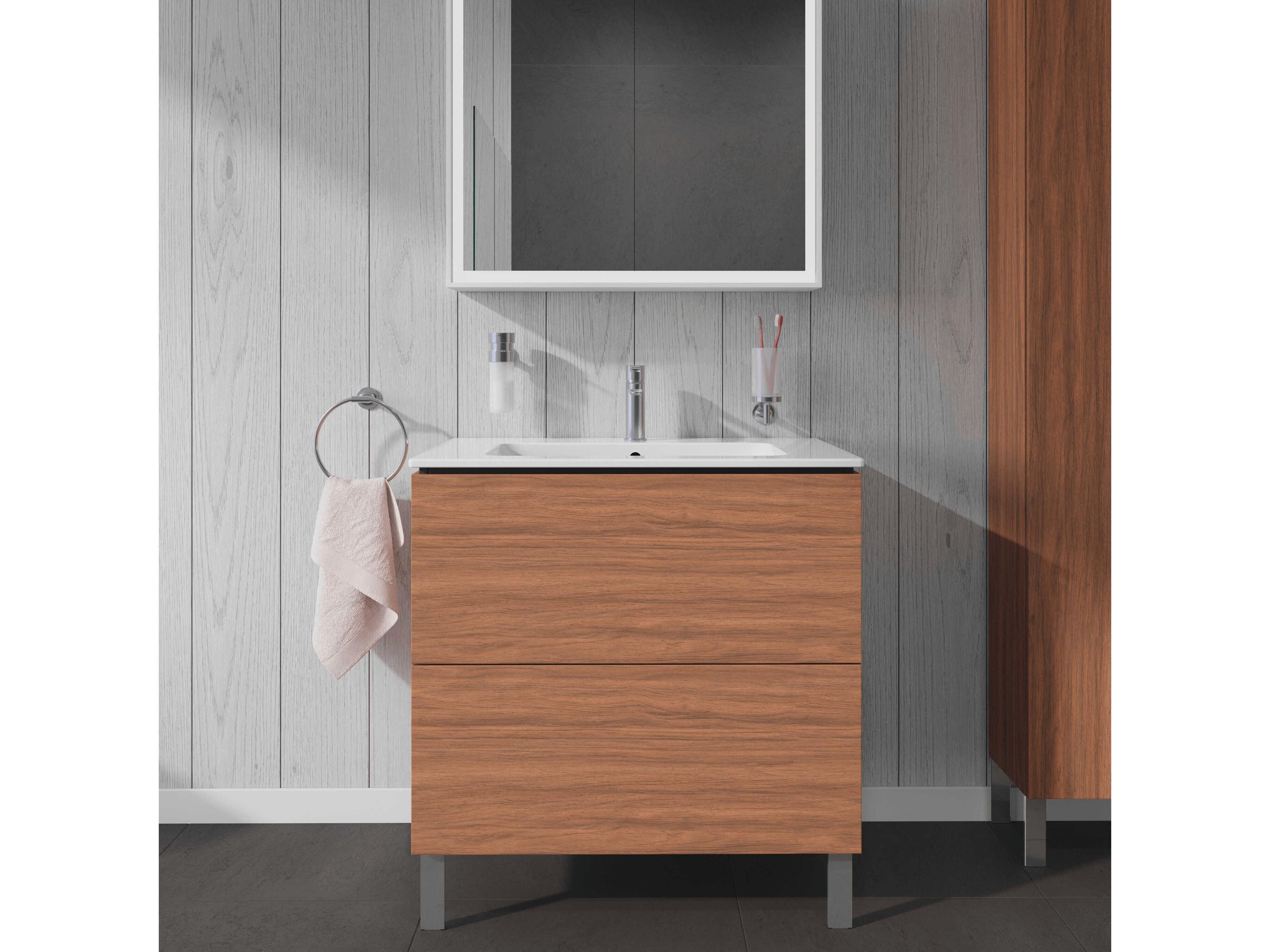 Duravit L-cube 32'' Two Drawer Walnut Matt Wall-Mounted Vanity Unit