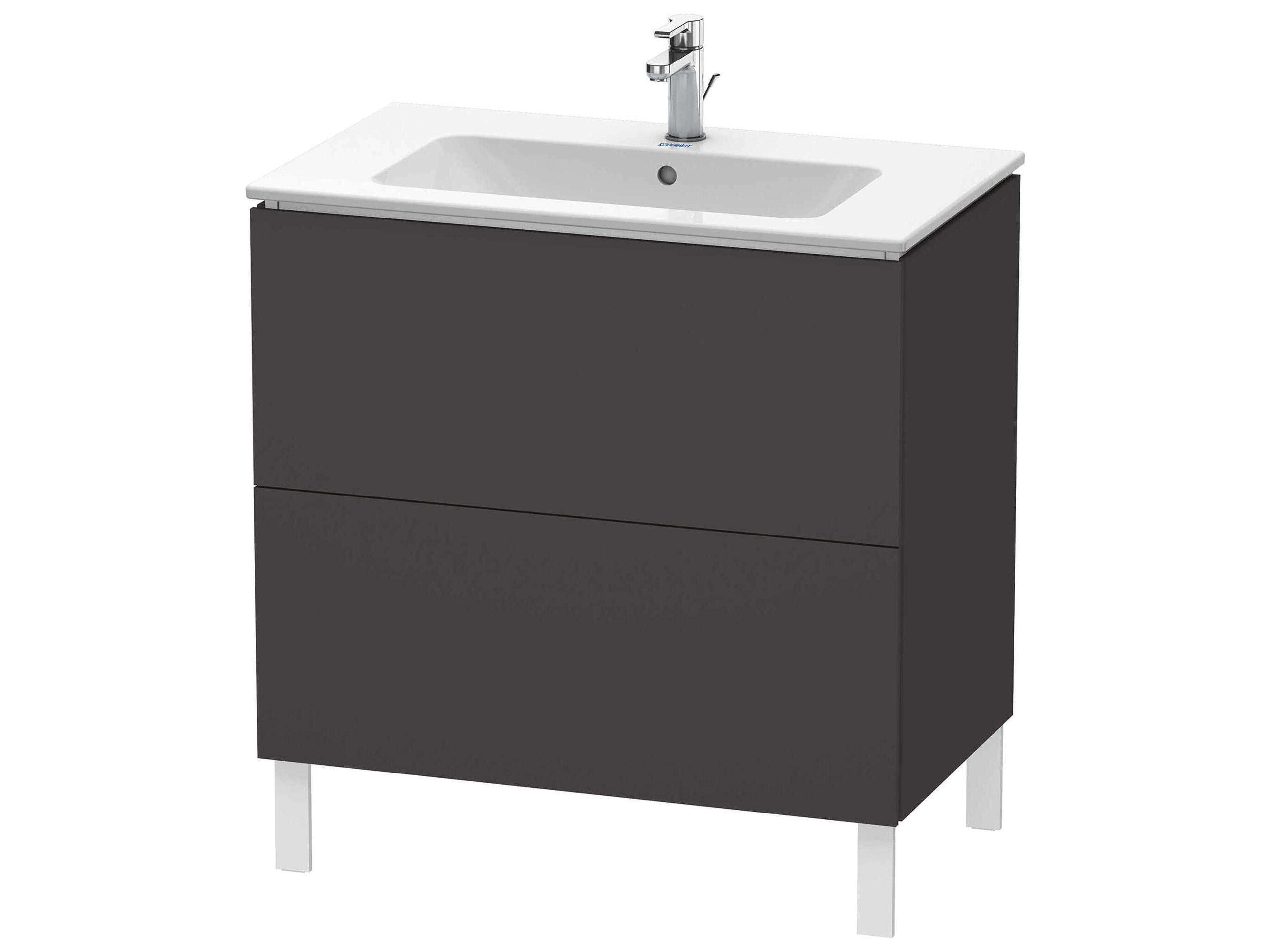 L-cube 32'' Two Drawer Graphite Super Matt Wall-Mounted Vanity Unit