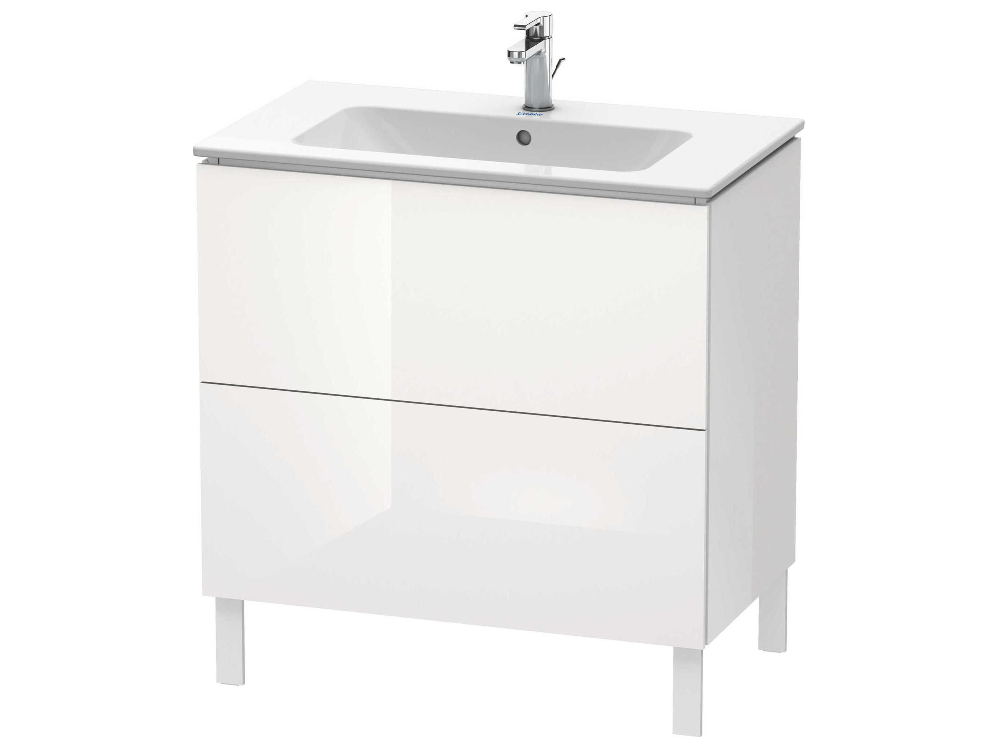 L-cube 32'' Two Drawer White High Gloss (Lacquer) Wall-Mounted Vanity Unit