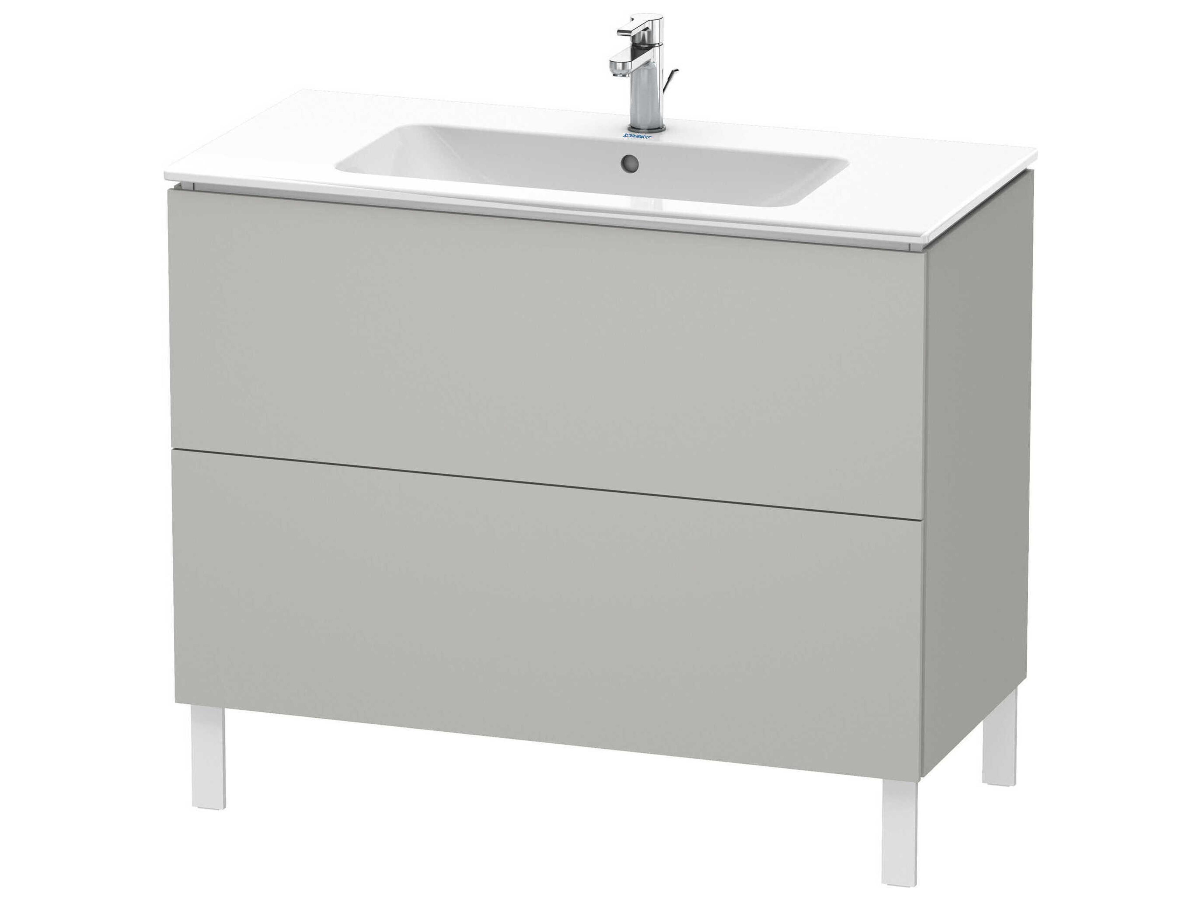 L-cube 40'' Two Drawer Concrete Gray Matt Wall-Mounted Vanity Unit