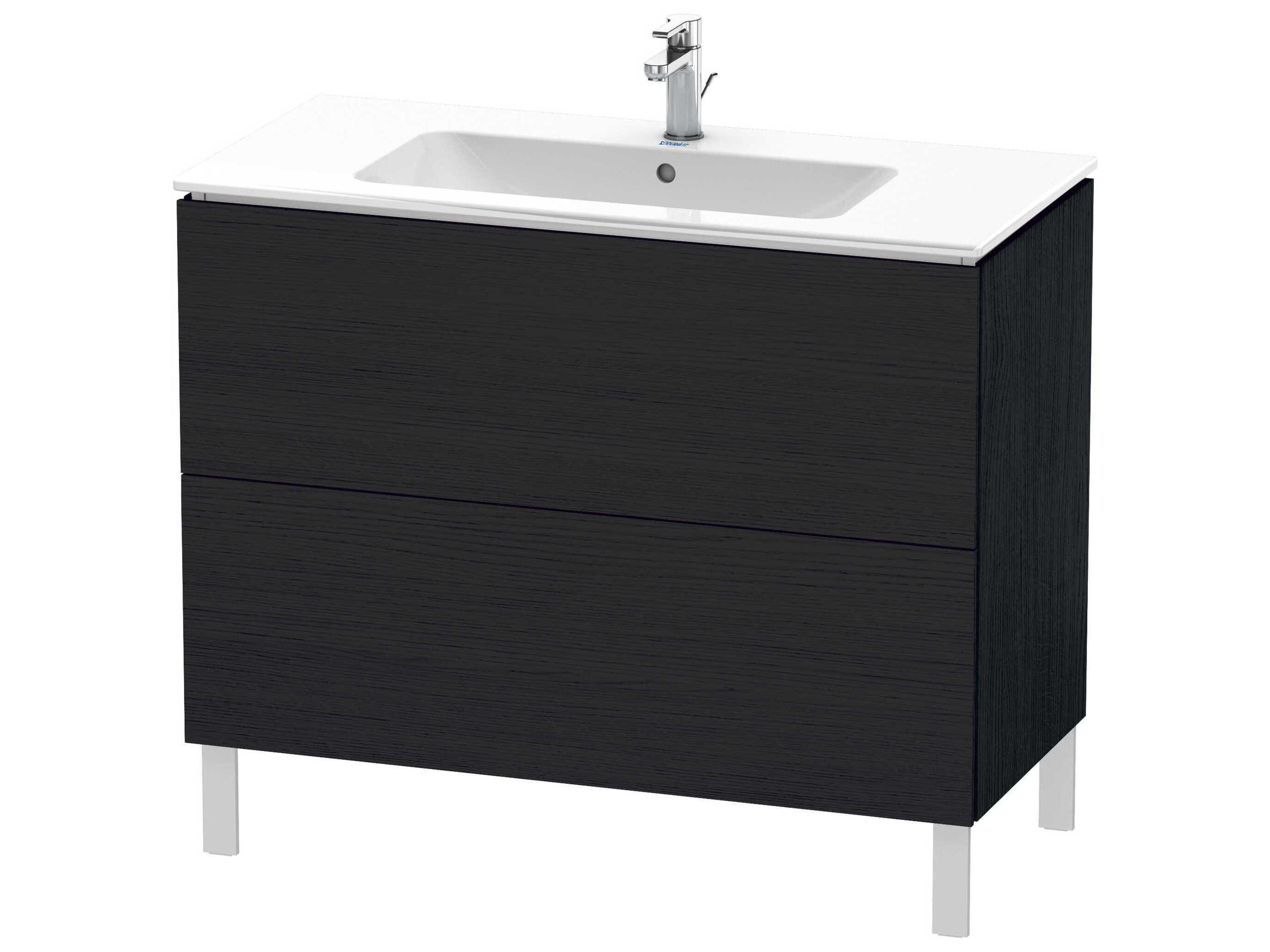 L-cube 40'' Two Drawer Black Oak Matt Wall-Mounted Vanity Unit