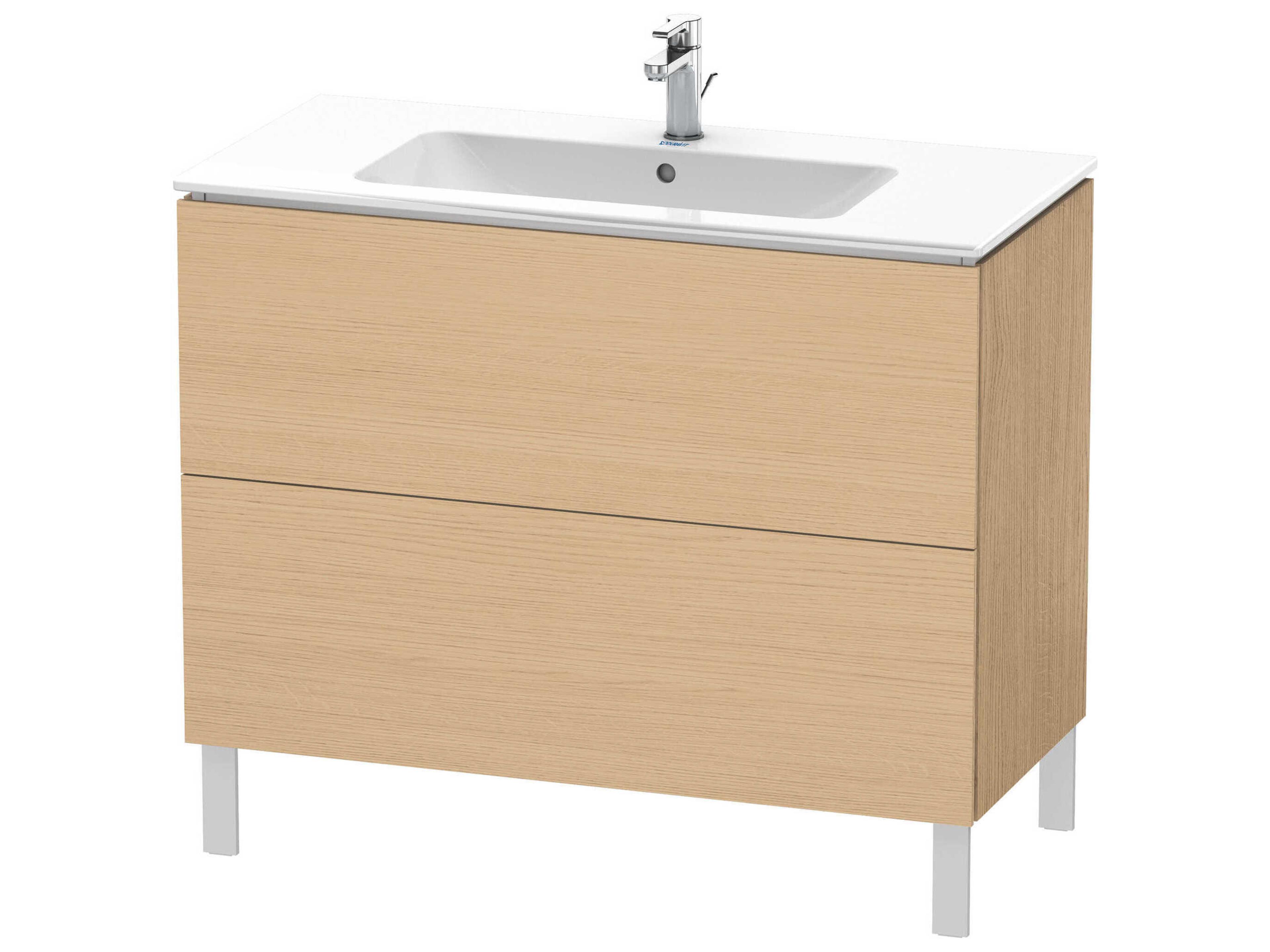 L-cube 40'' Two Drawer Natural Oak Matt Wall-Mounted Vanity Unit