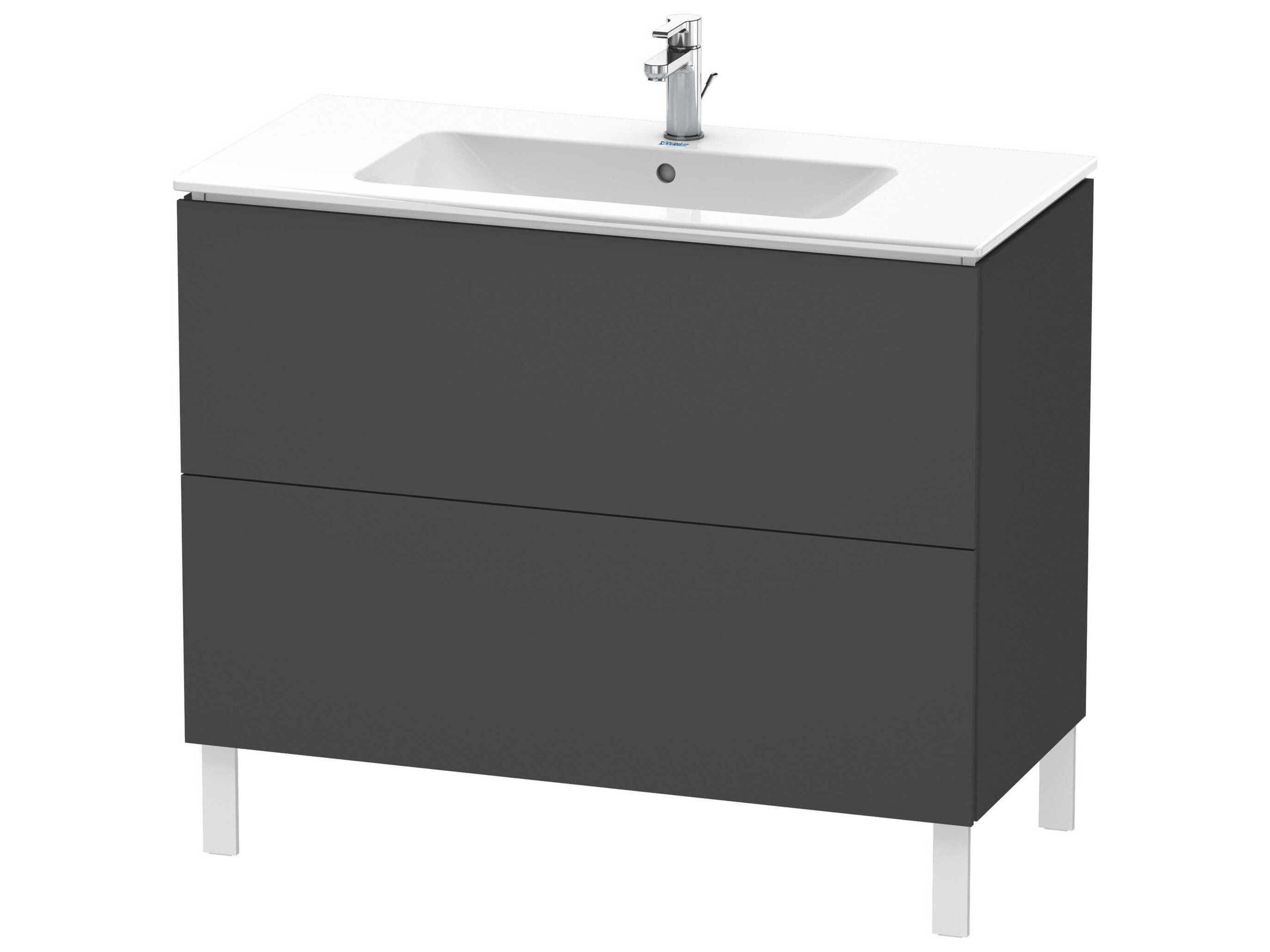 L-cube 40'' Two Drawer Graphite Matt Wall-Mounted Vanity Unit