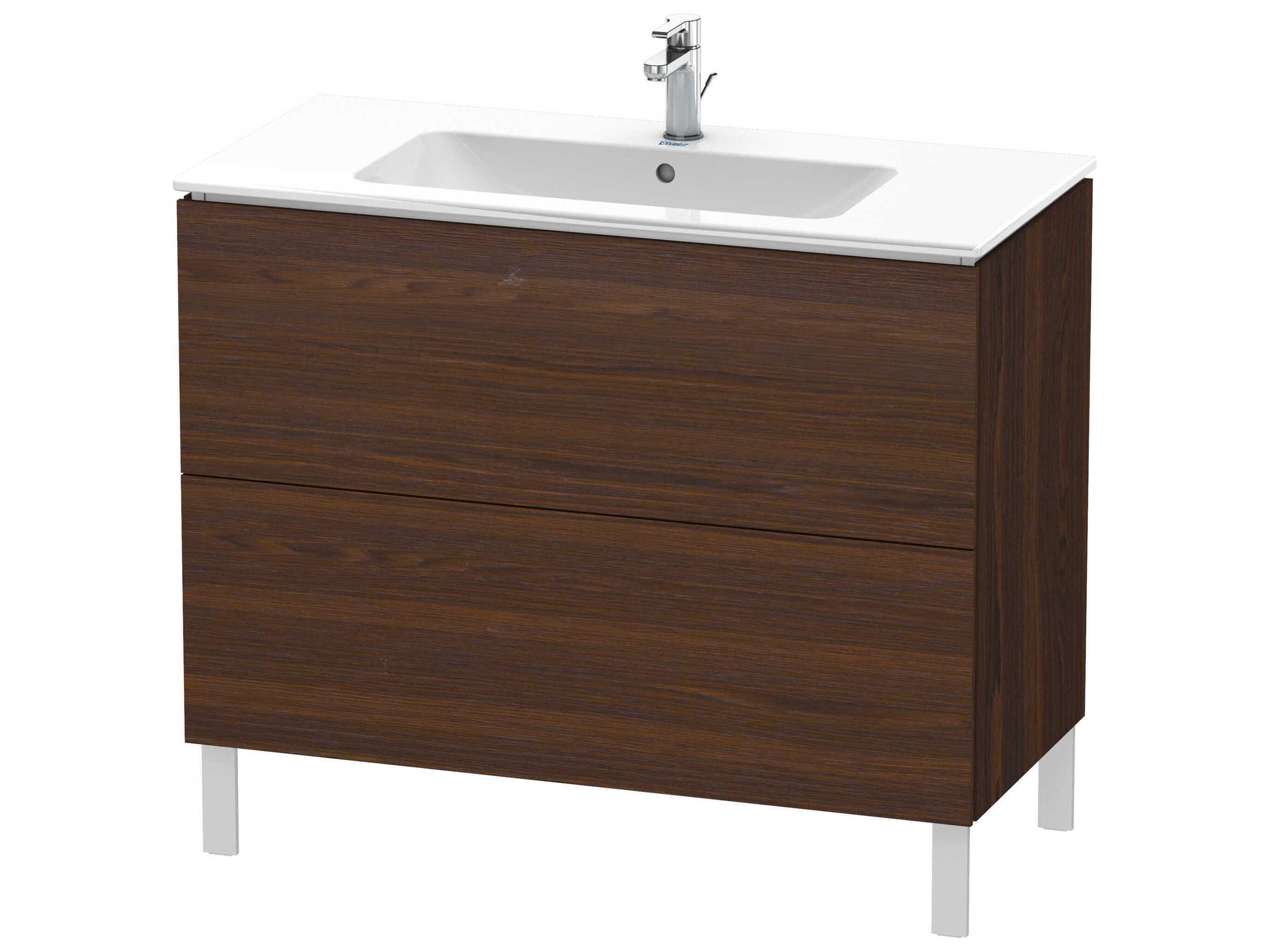 Duravit L-cube 40'' Two Drawer Walnut (Brushed) Matt Wall-Mounted Vanity Unit