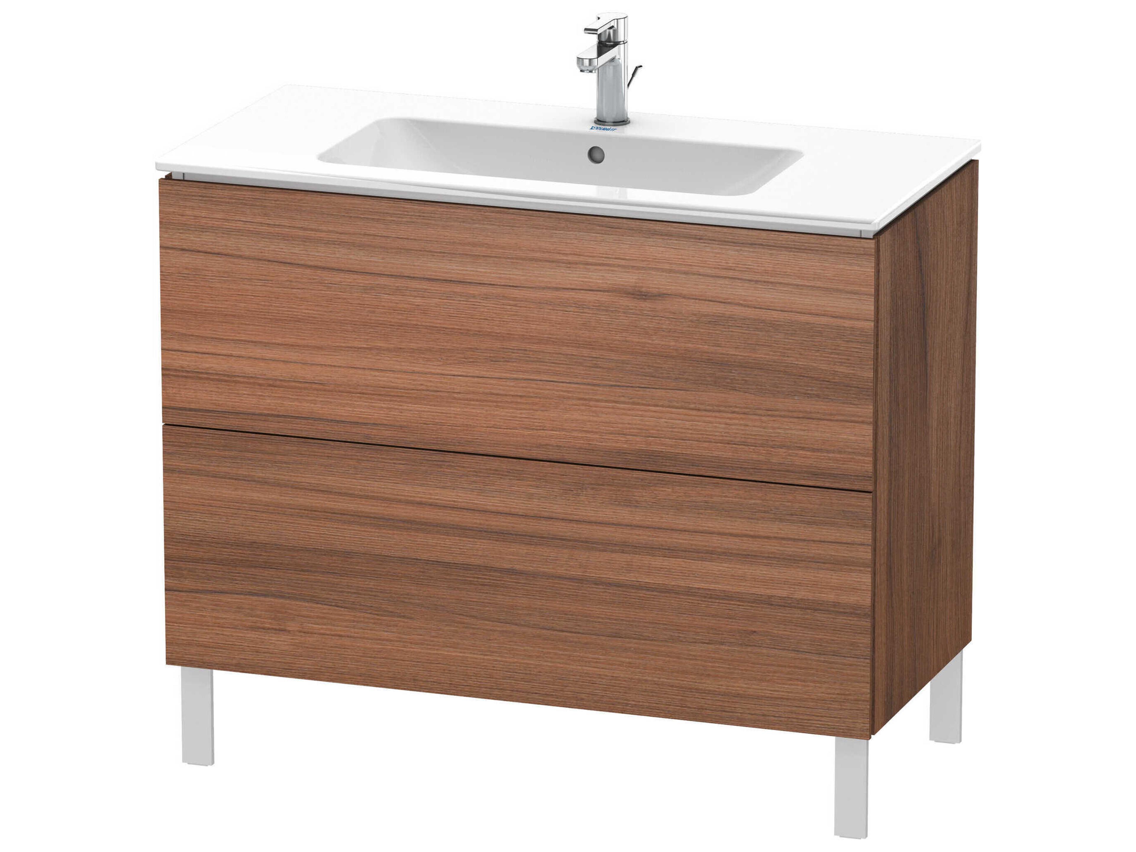 L-cube 40'' Two Drawer Walnut Matt Wall-Mounted Vanity Unit