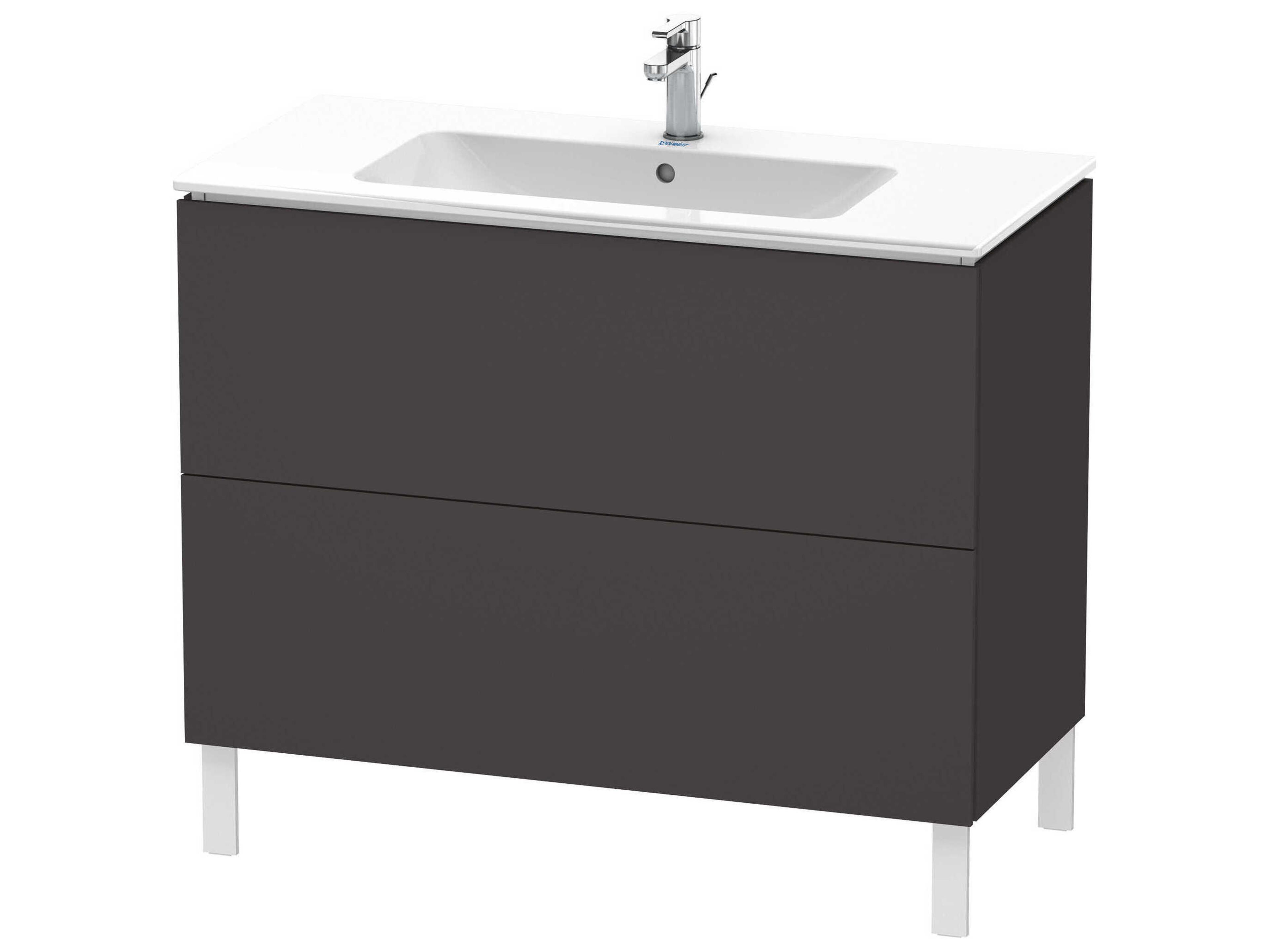 Duravit L-cube 40'' Two Drawer Graphite Super Matt Wall-Mounted Vanity Unit