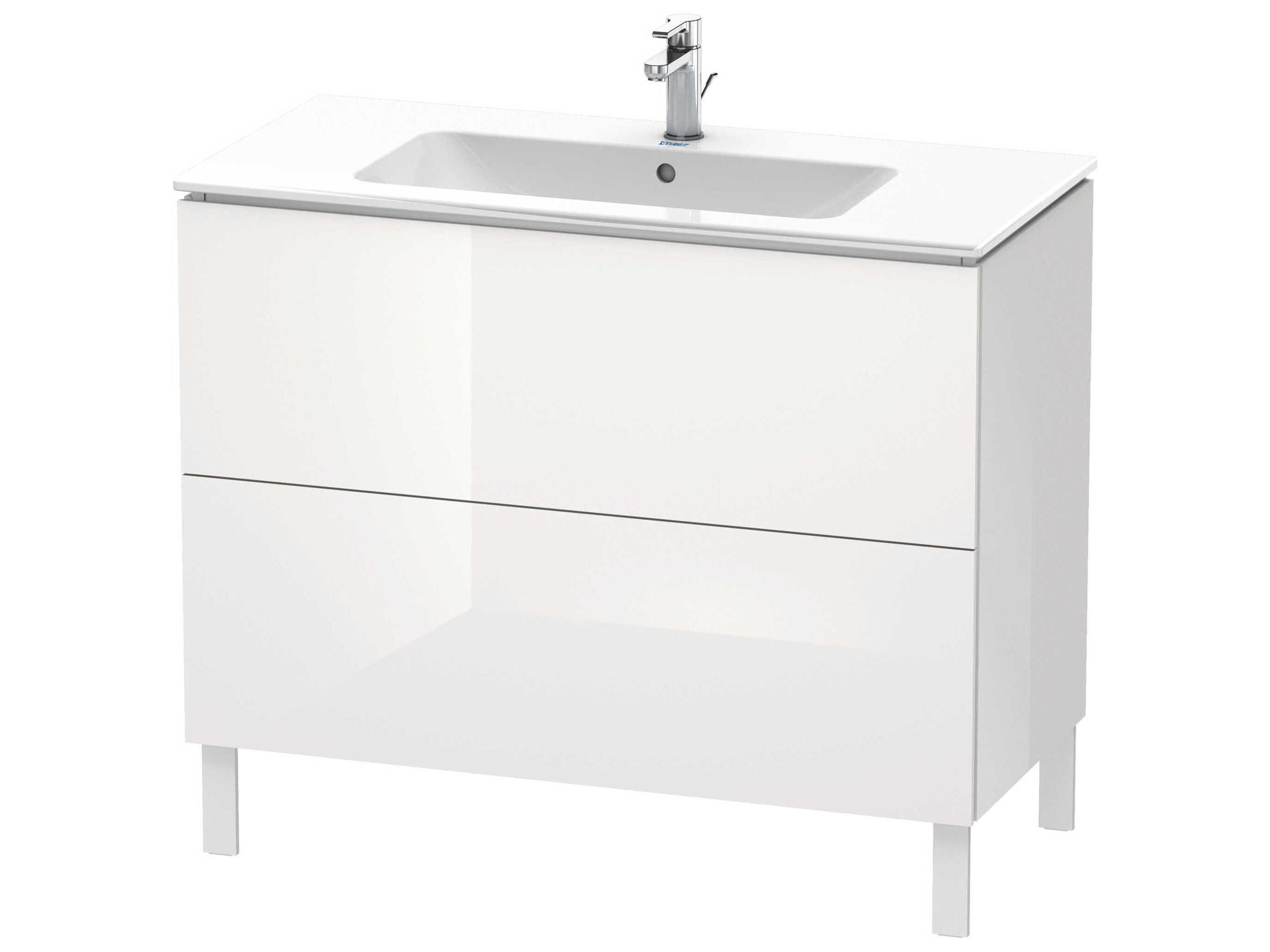 L-cube 40'' Two Drawer White High Gloss (Lacquer) Wall-Mounted Vanity Unit