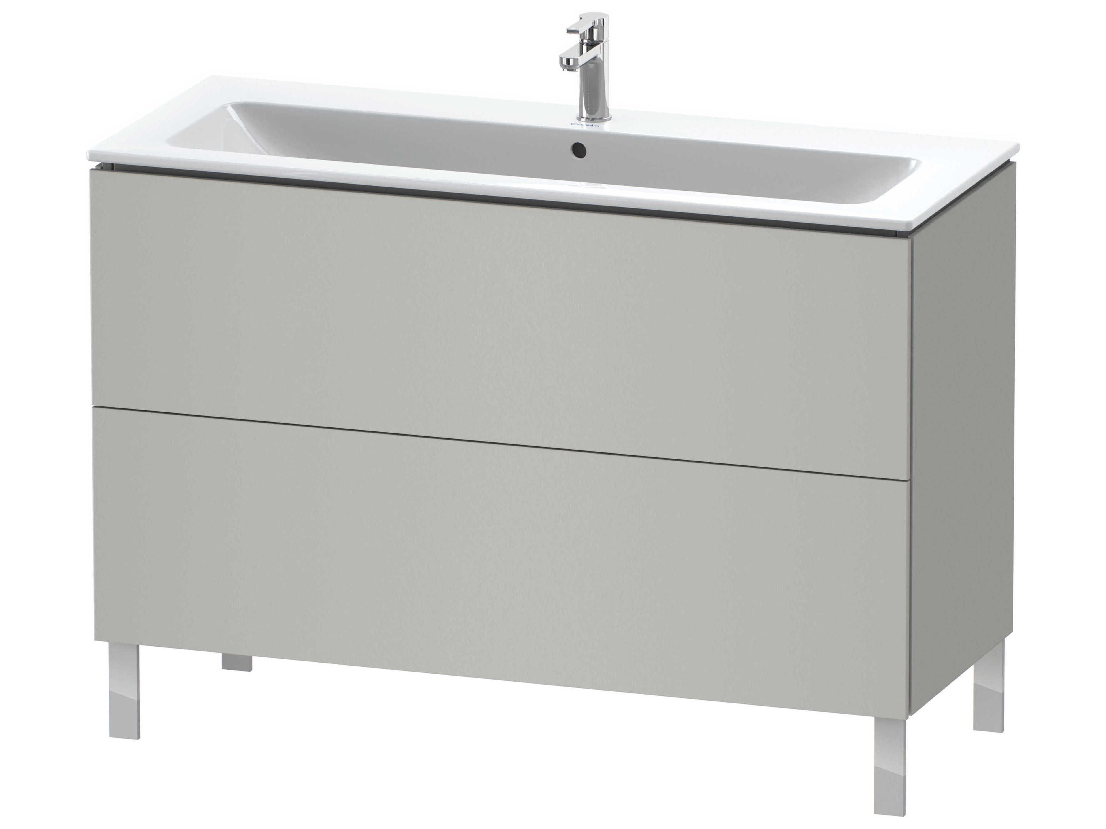 Duravit L-cube 48'' Two Drawer Concrete Gray Matt Wall-Mounted Vanity Unit