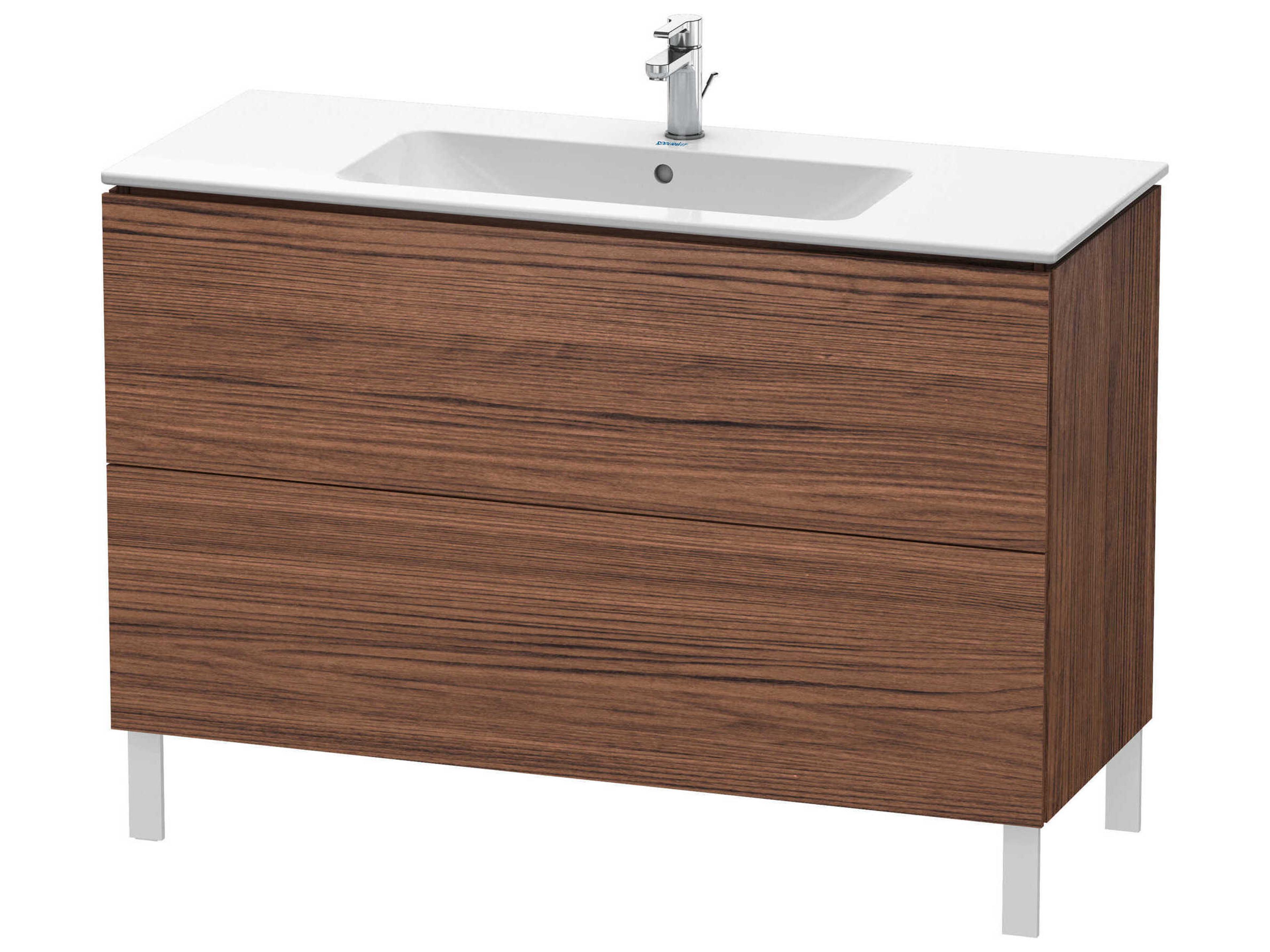 L-cube 48'' Two Drawer Walnut (Dark) Matt Wall-Mounted Vanity Unit