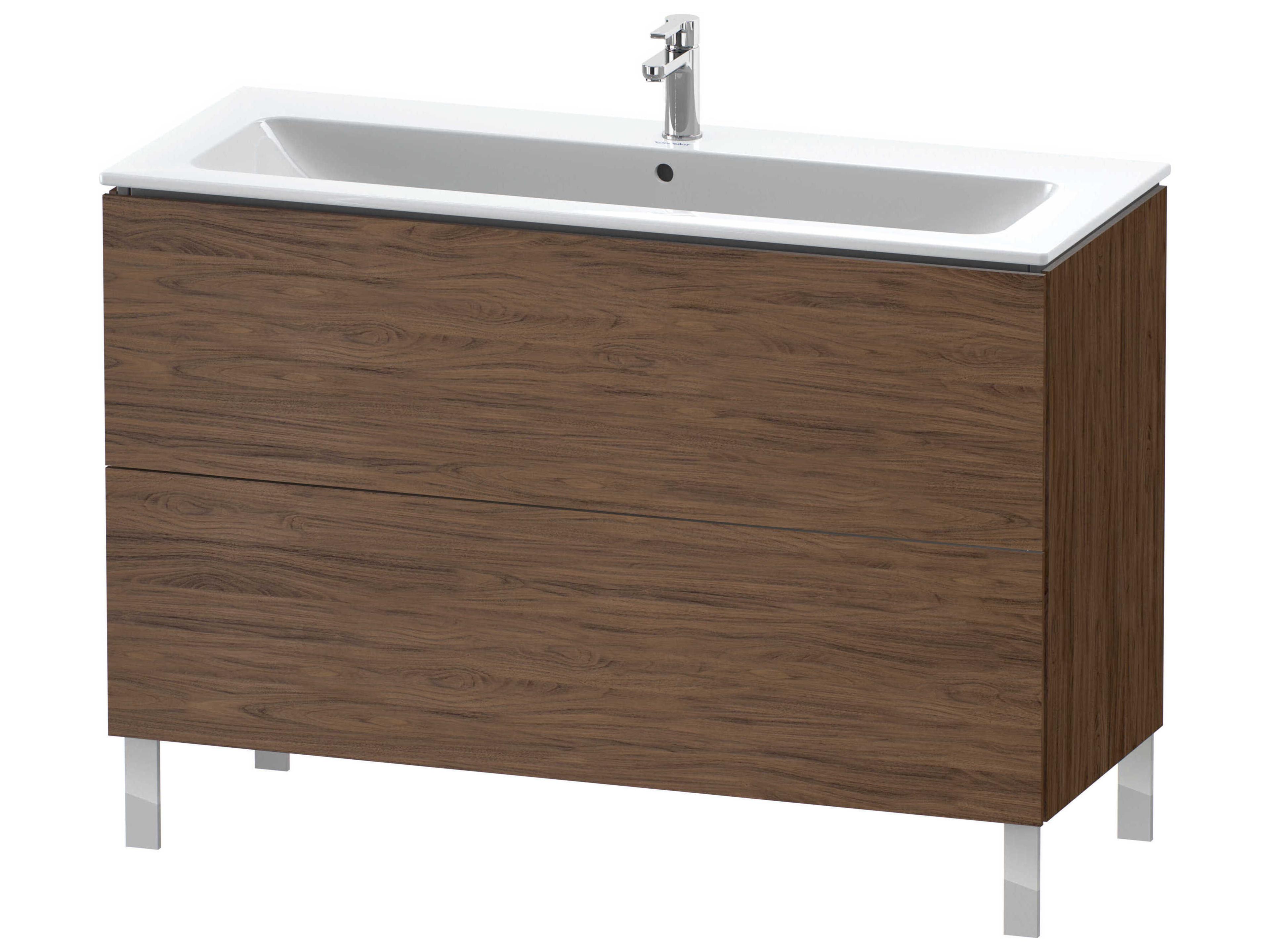 Duravit L-cube 48'' Two Drawer Walnut (Dark) Matt Wall-Mounted Vanity Unit
