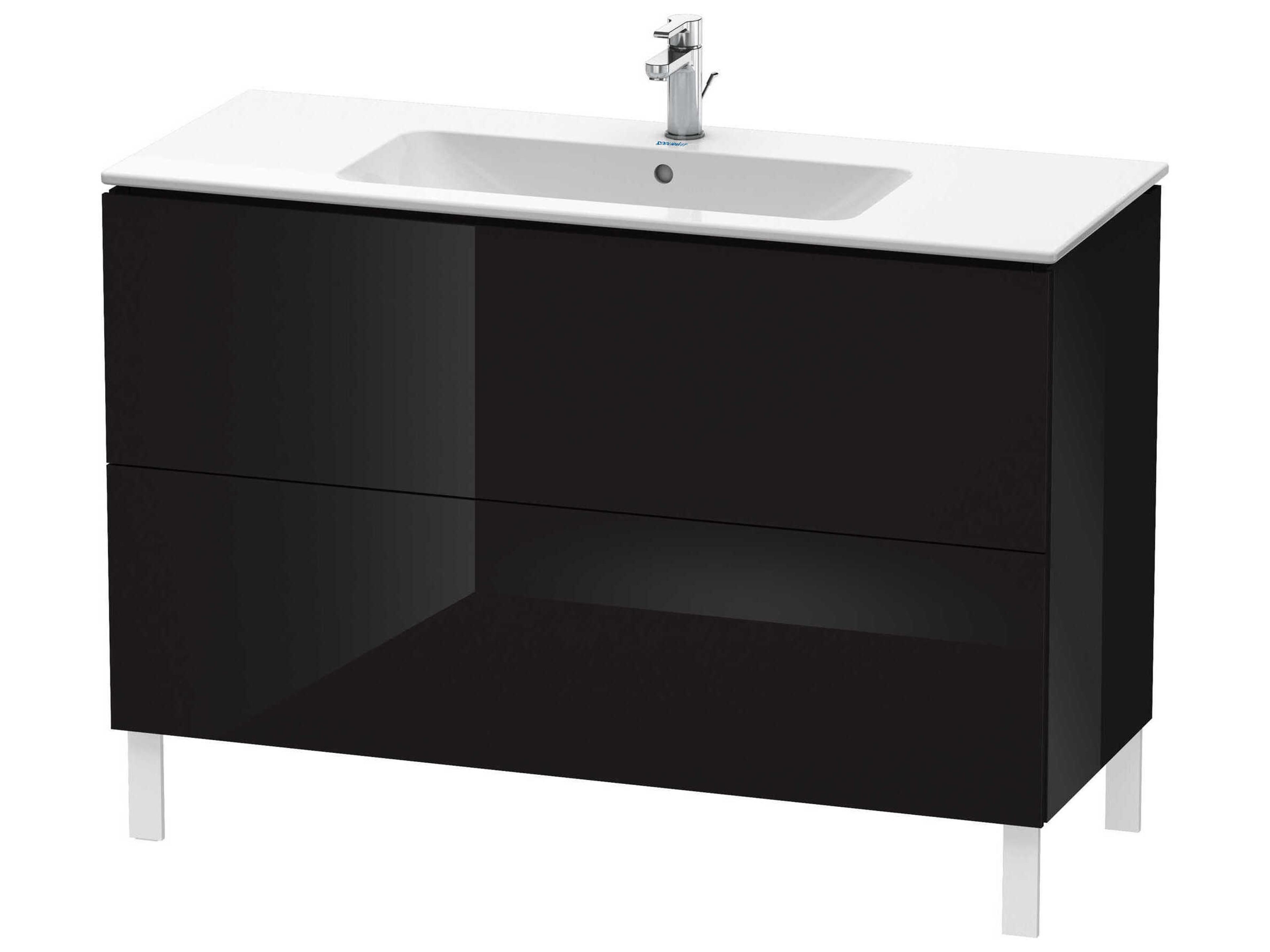 L-cube 48'' Two Drawer Black High Gloss Wall-Mounted Vanity Unit