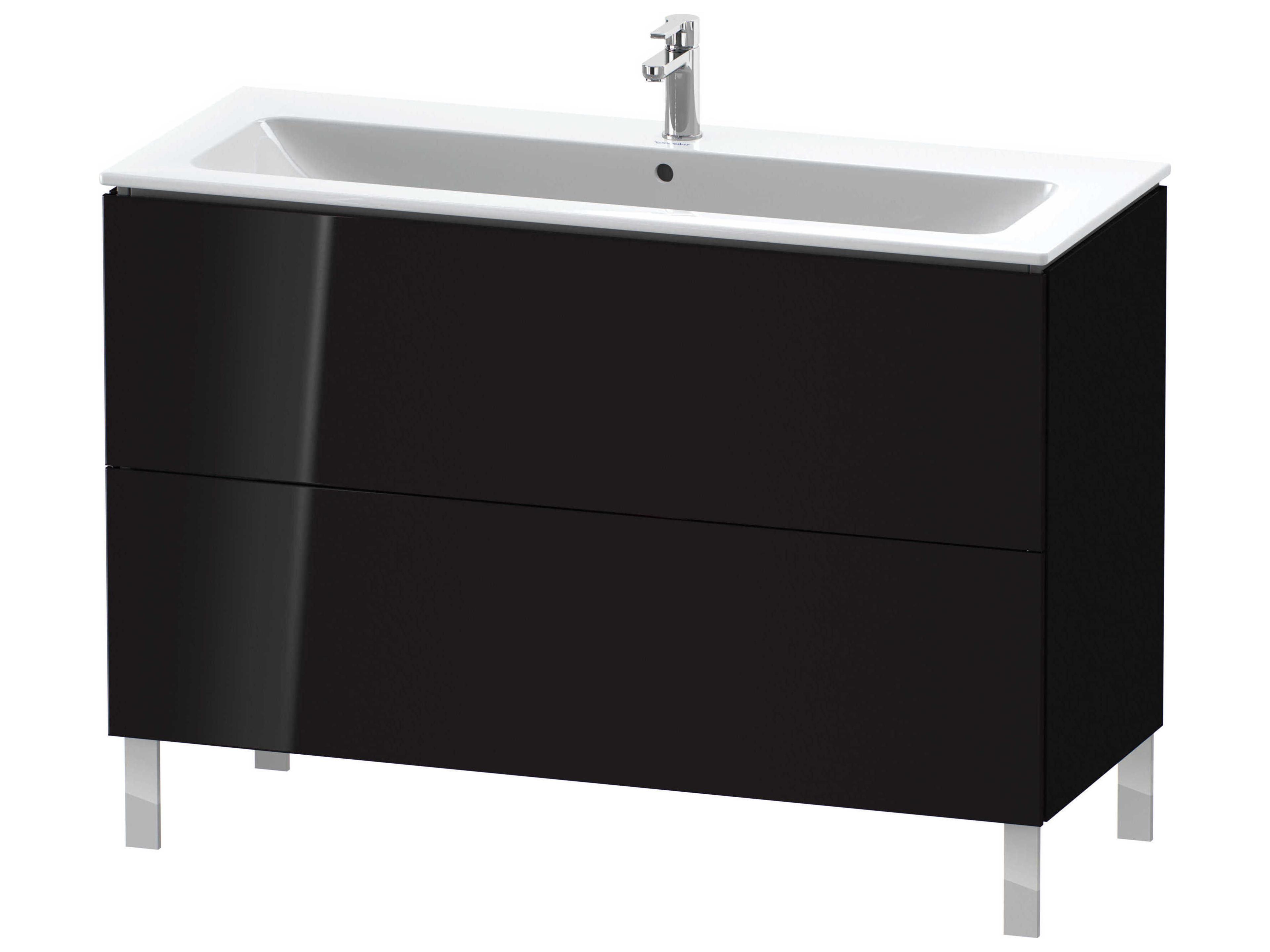 Duravit L-cube 48'' Two Drawer Black High Gloss Wall-Mounted Vanity Unit