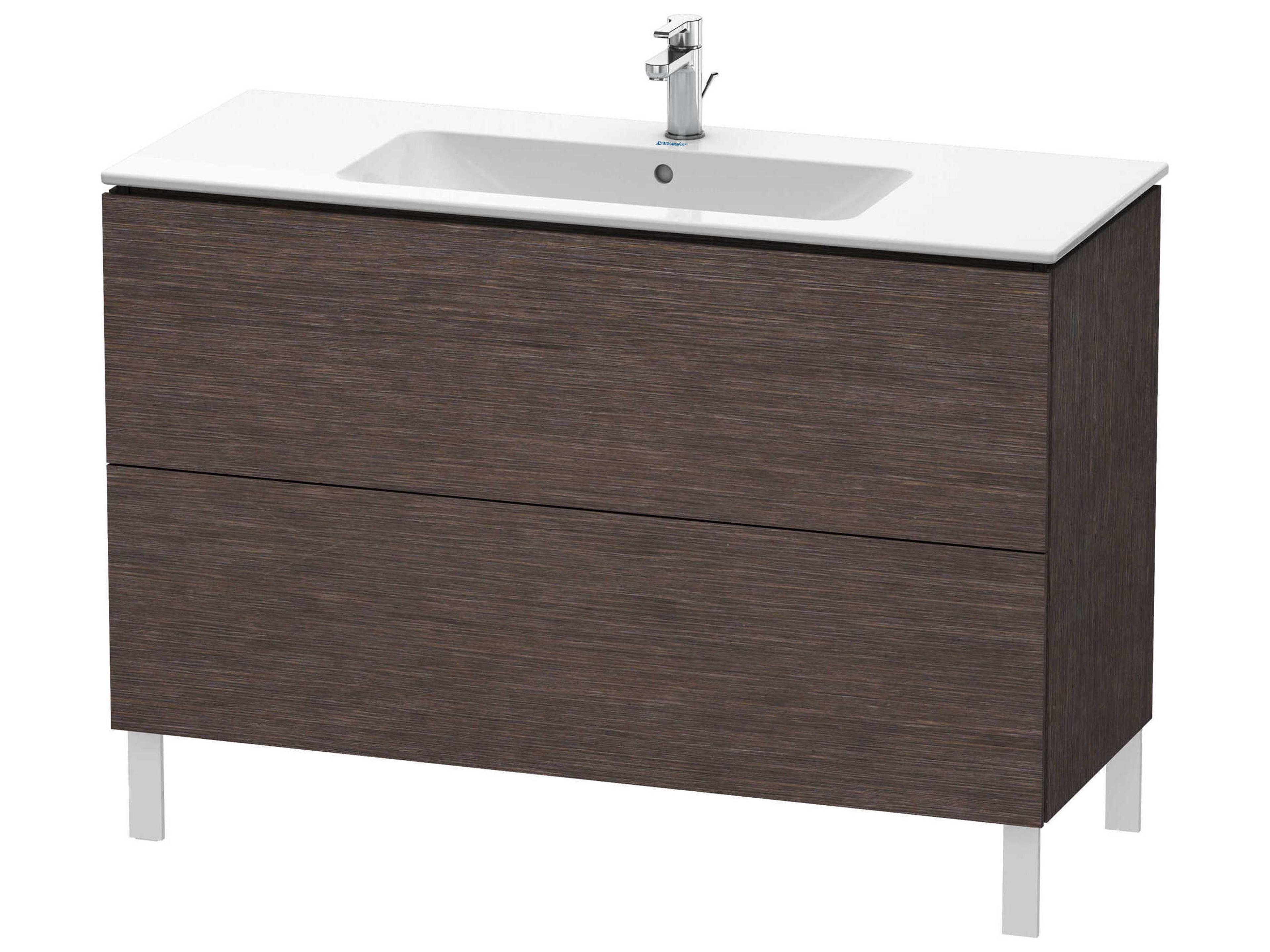 L-cube 48'' Two Drawer Dark Brushed Oak Matt Wall-Mounted Vanity Unit