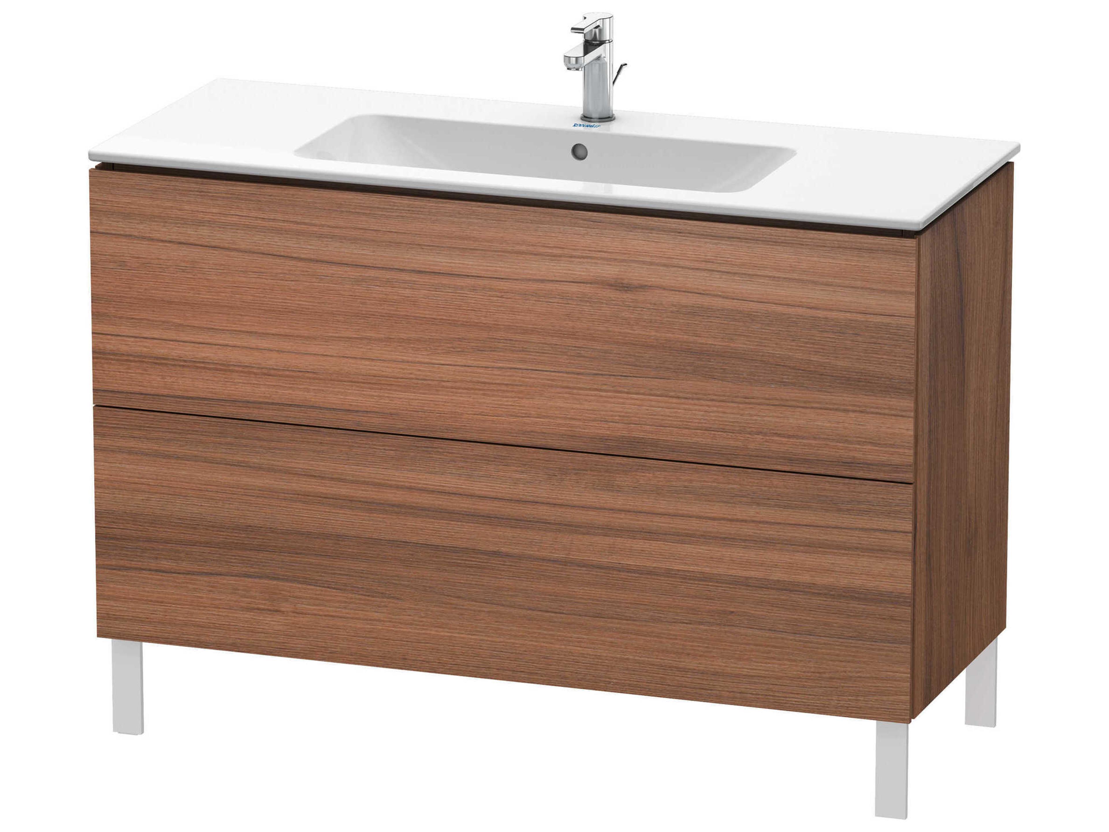 L-cube 48'' Two Drawer Walnut Matt Wall-Mounted Vanity Unit