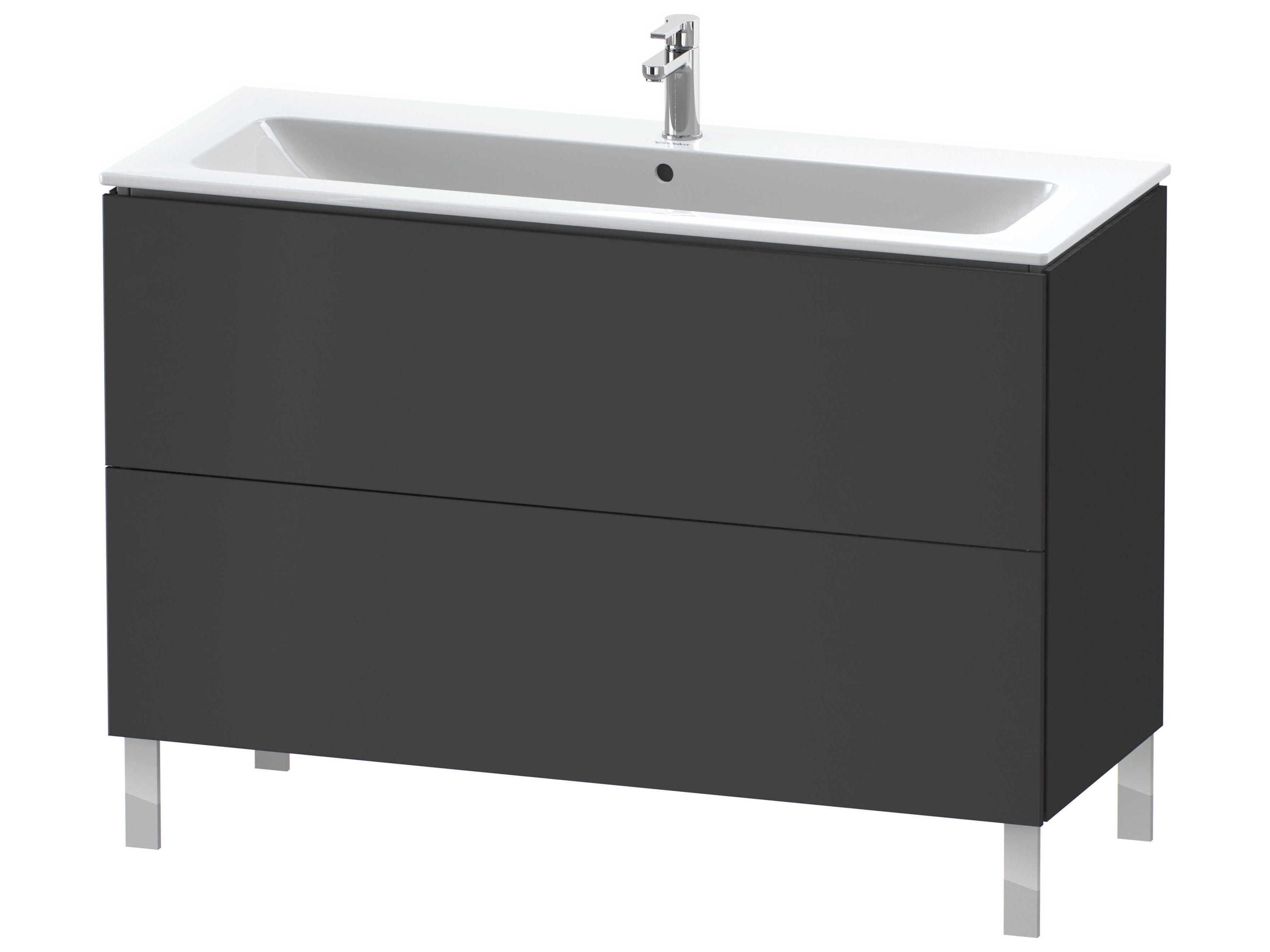 Duravit L-cube 48'' Two Drawer Graphite Super Matt Wall-Mounted Vanity Unit