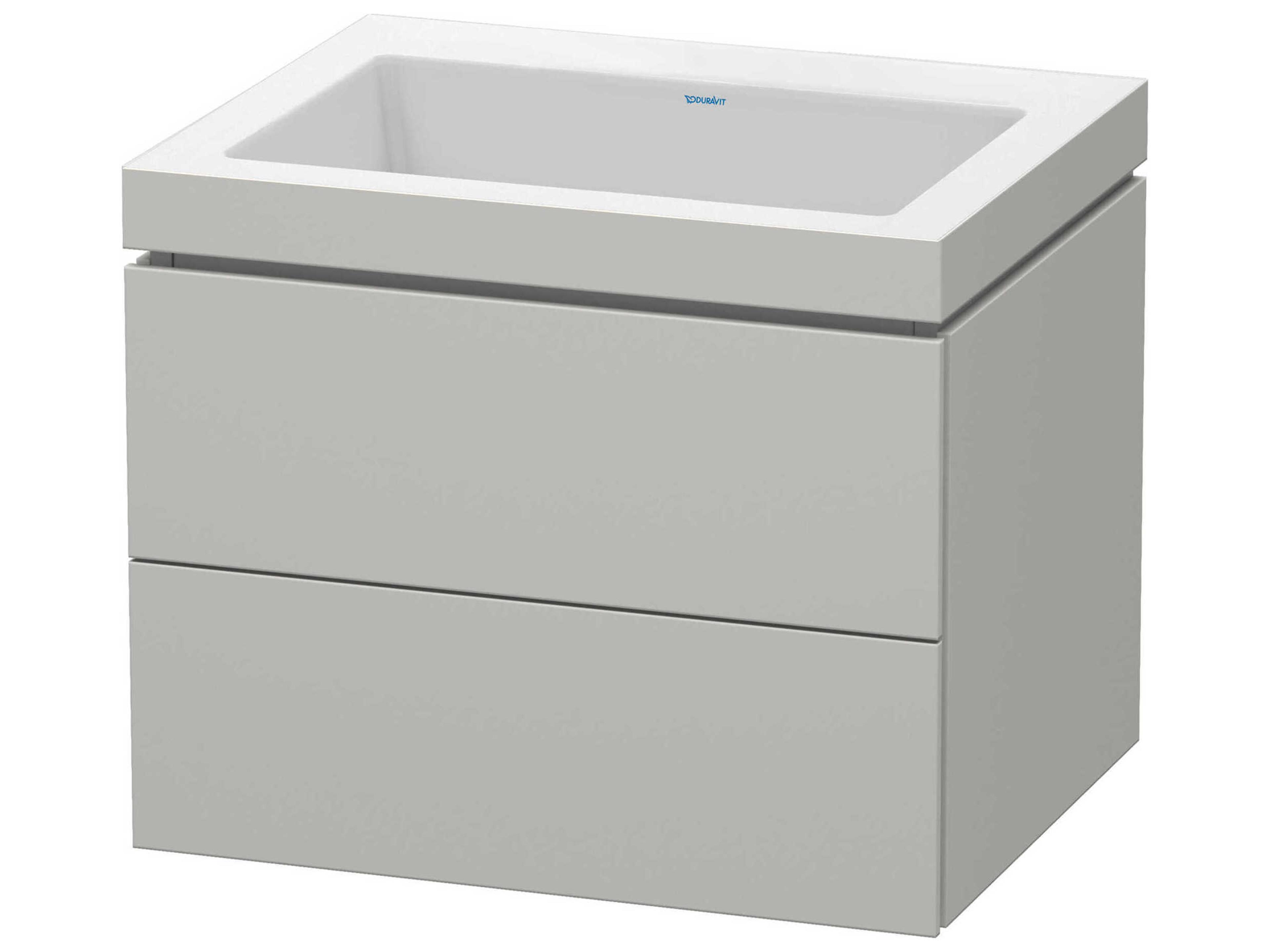 L-cube 24'' Two Drawer Concrete Gray Matt Wall-Mounted Vanity Unit