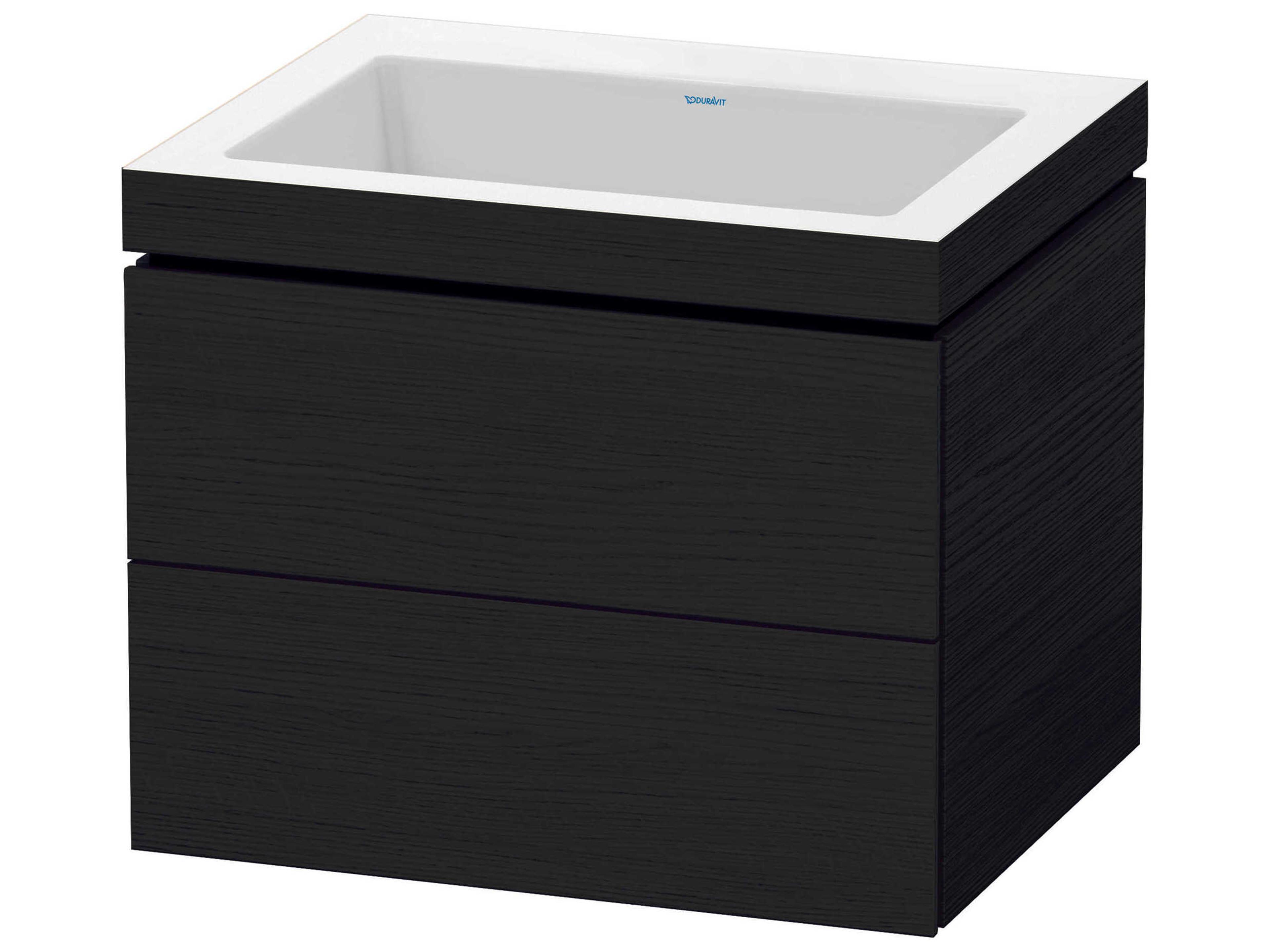 L-cube 24'' Two Drawer Black Oak Matt Wall-Mounted Vanity Unit