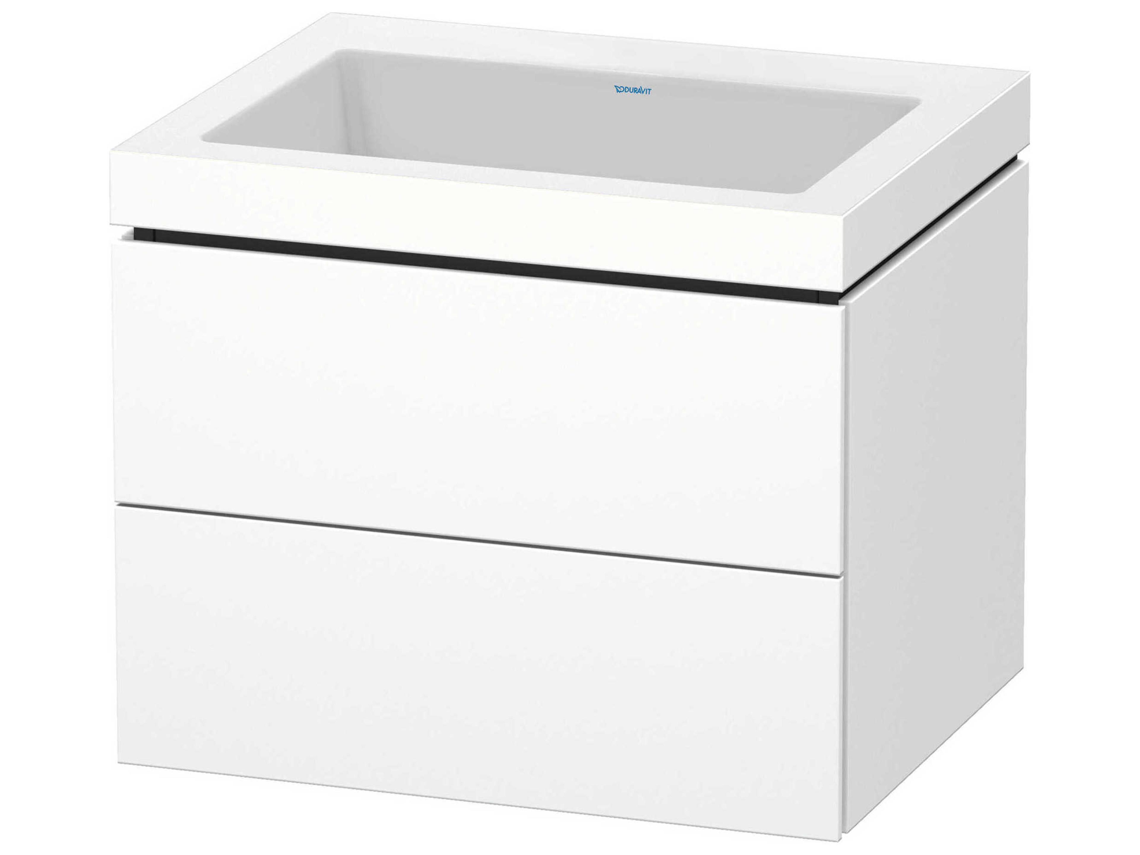 L-cube 24'' Two Drawer White Matt Wall-Mounted Vanity Unit