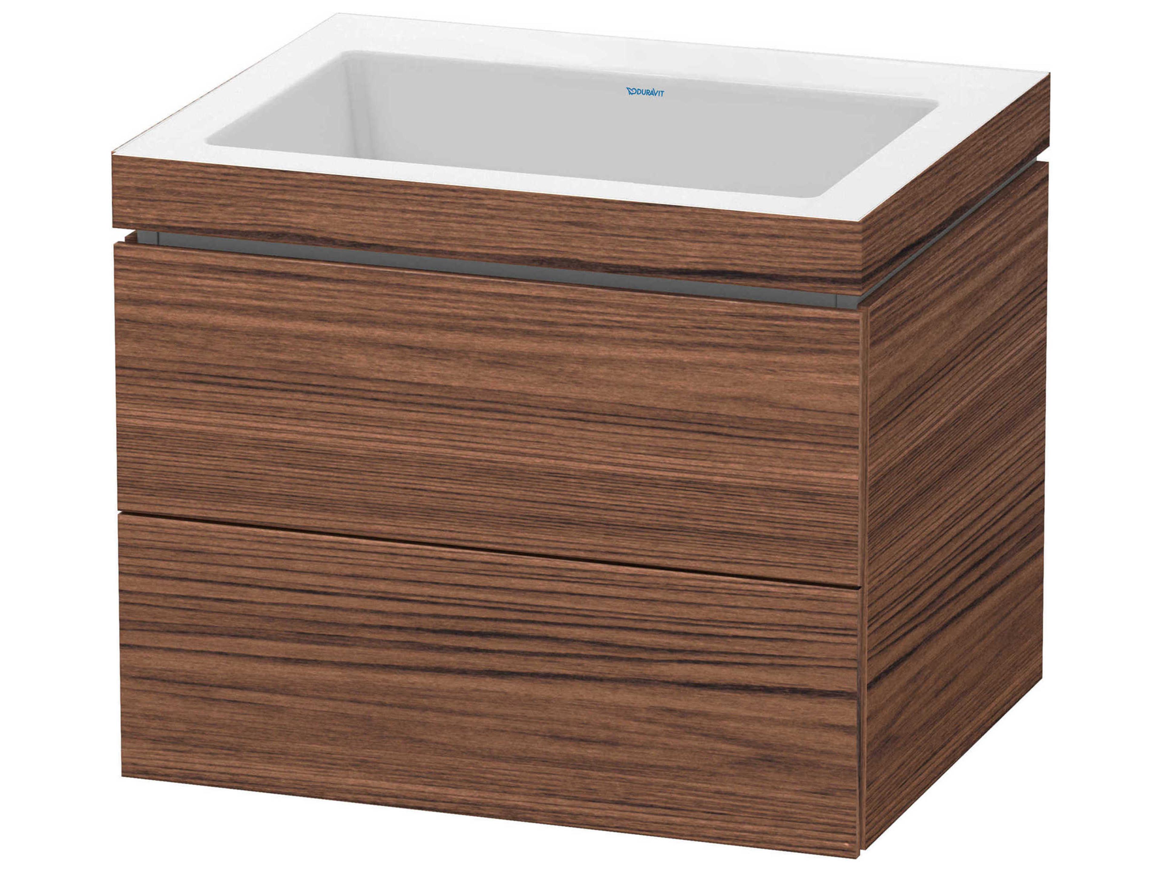 L-cube 24'' Two Drawer Walnut (Dark) Matt Wall-Mounted Vanity Unit