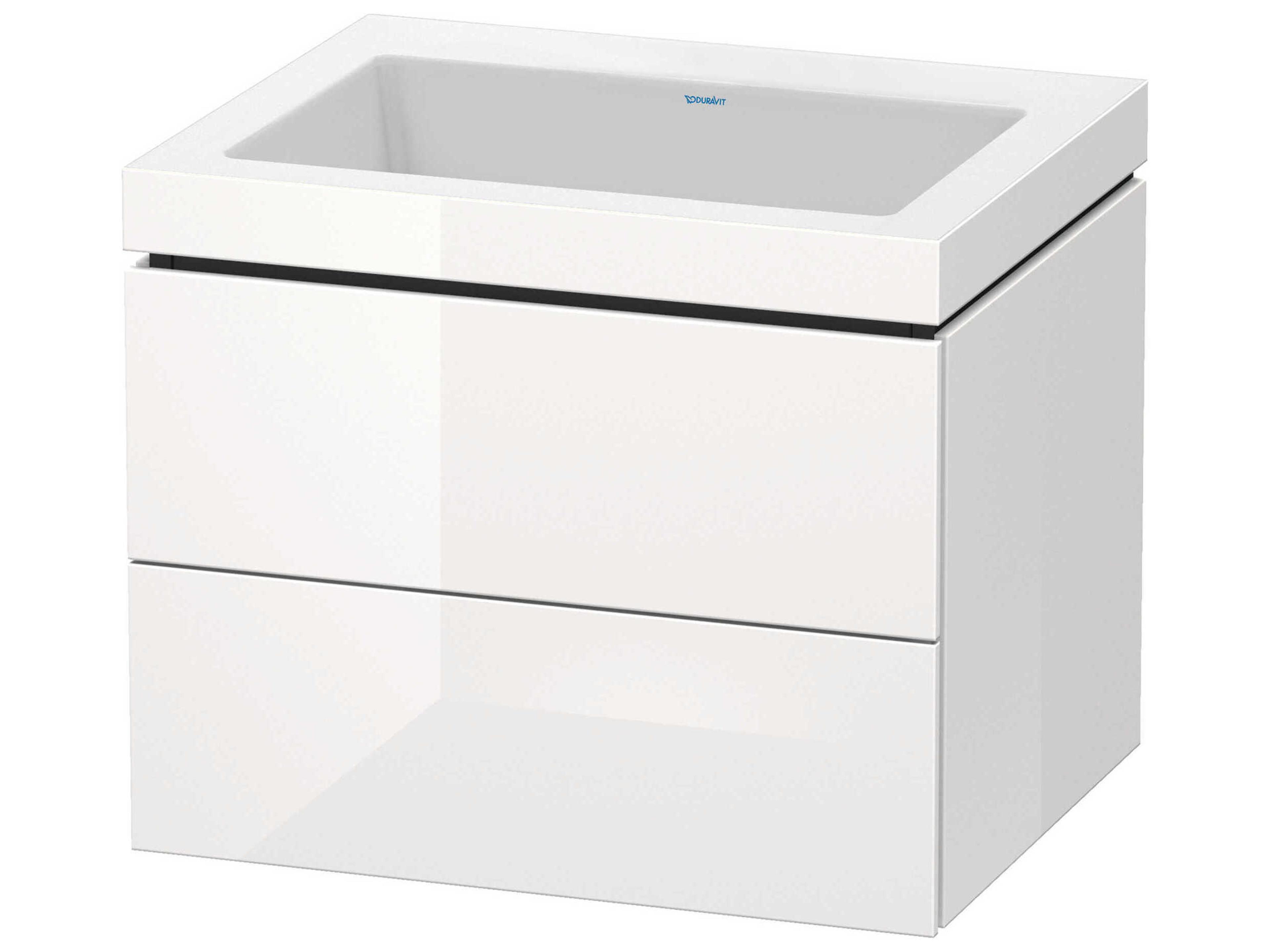 L-cube 24'' Two Drawer White High Gloss Wall-Mounted Vanity Unit