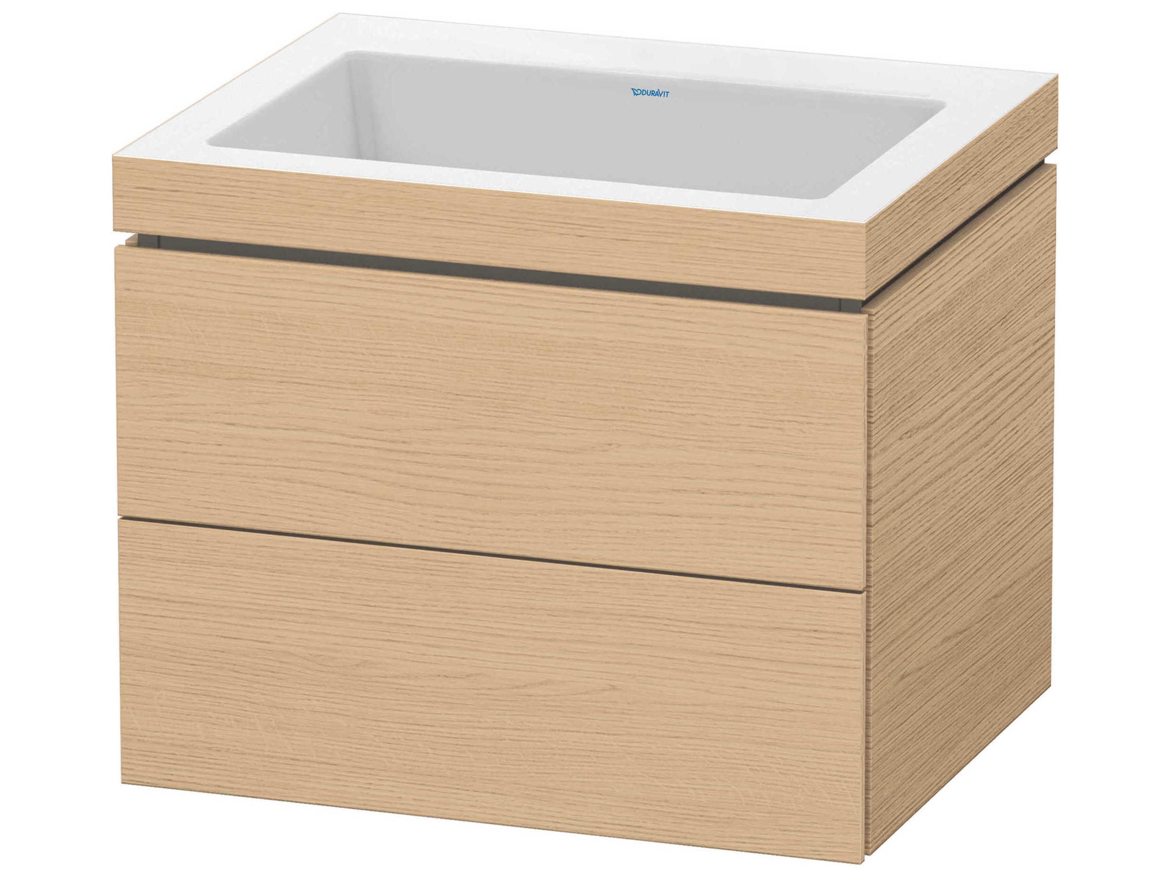 L-cube 24'' Two Drawer Natural Oak Matt Wall-Mounted Vanity Unit