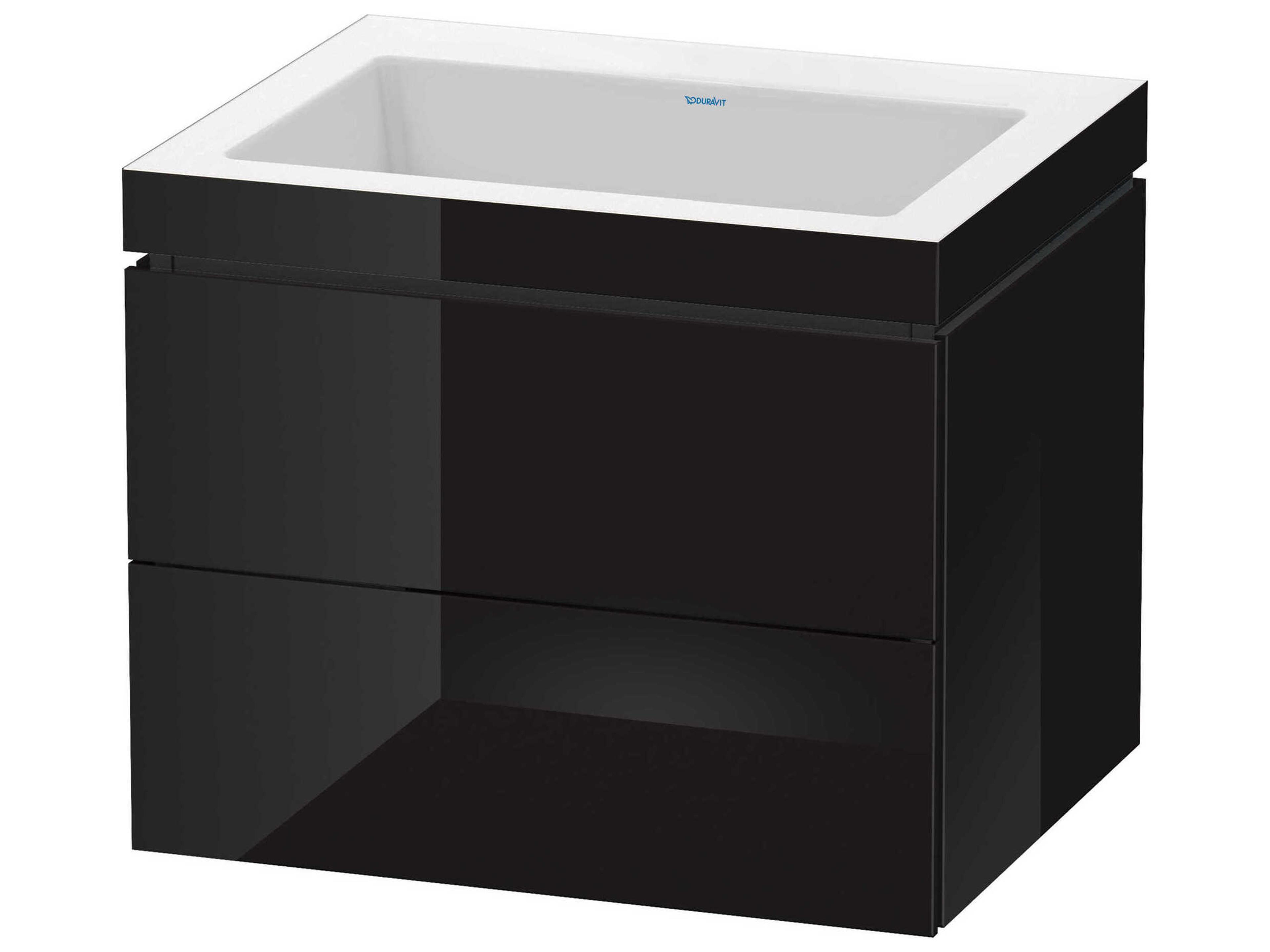L-cube 24'' Two Drawer Black High Gloss Wall-Mounted Vanity Unit