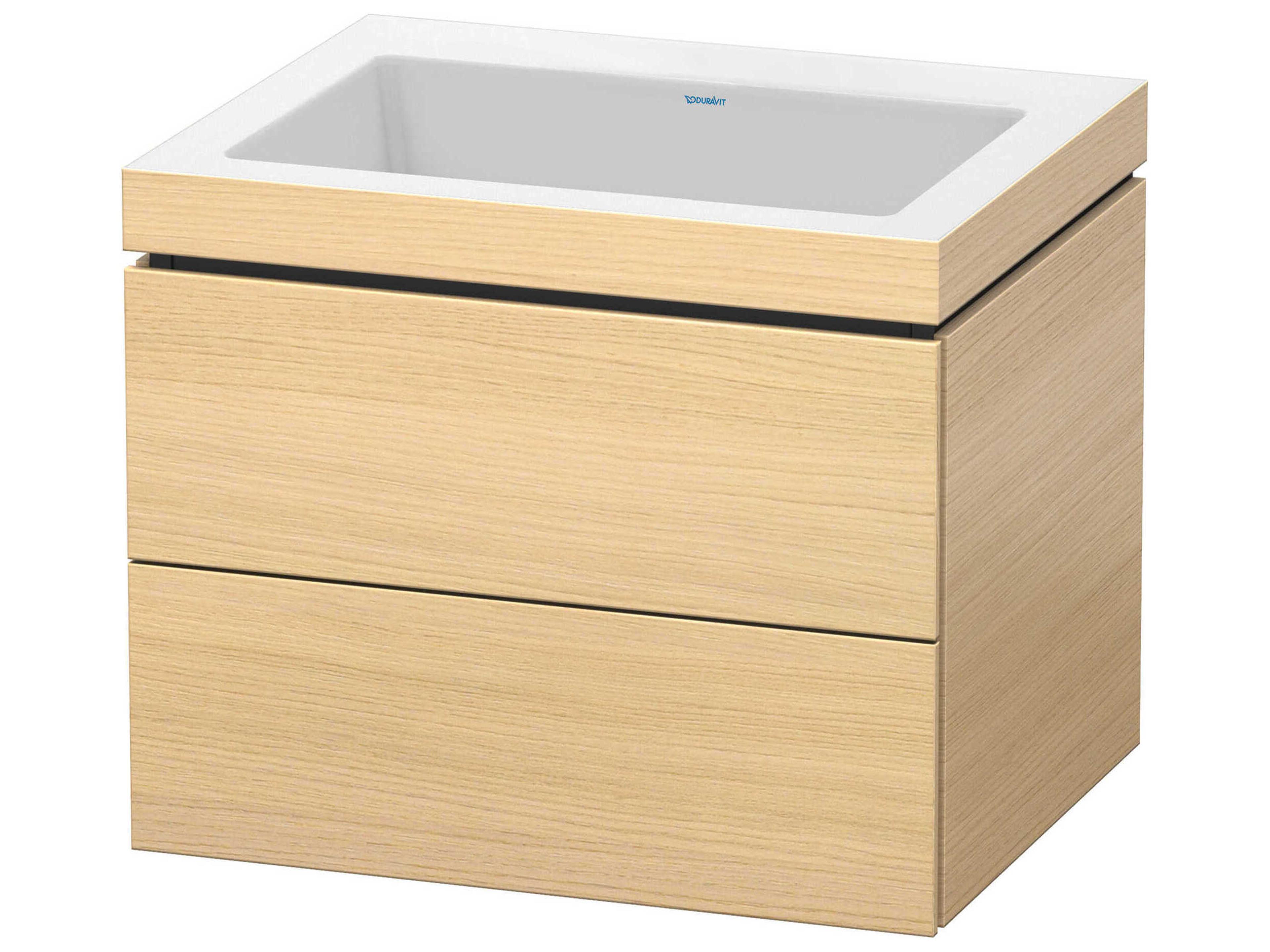 L-cube 24'' Two Drawer Mediterranean Oak Matt Wall-Mounted Vanity Unit