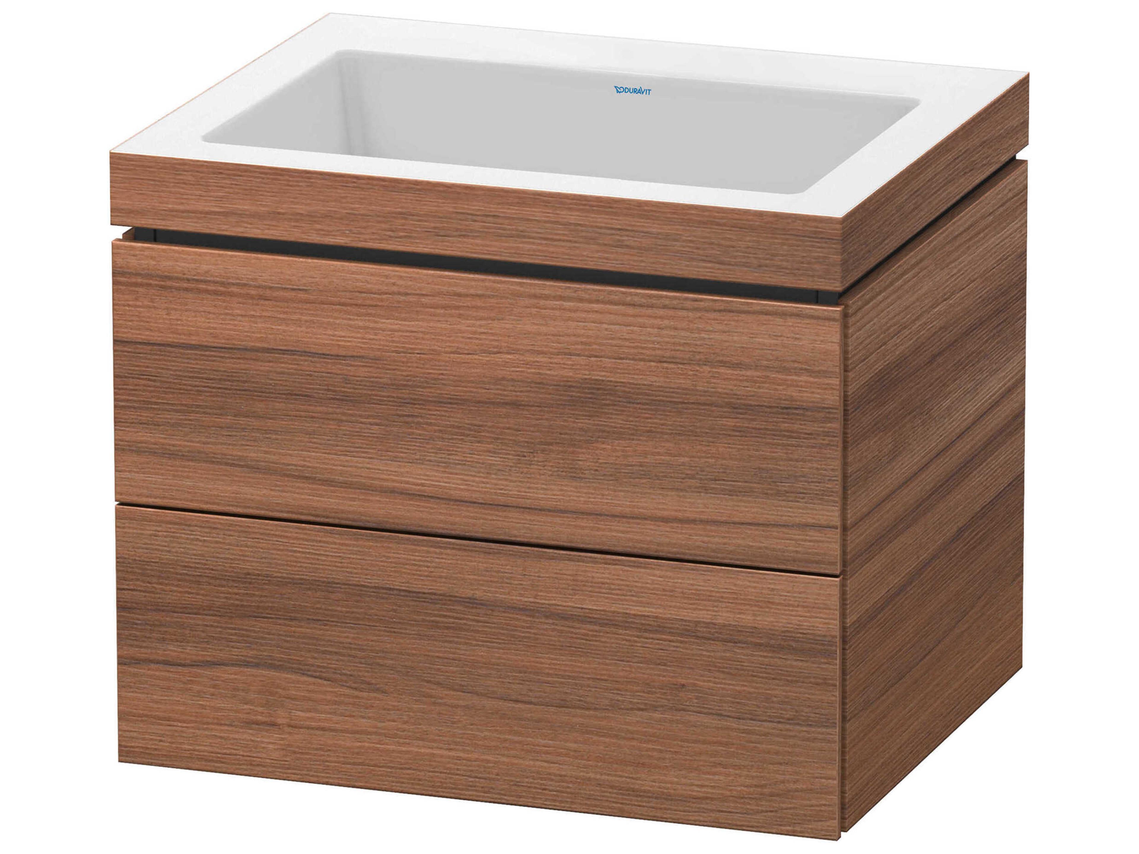 L-cube 24'' Two Drawer Walnut Matt Wall-Mounted Vanity Unit