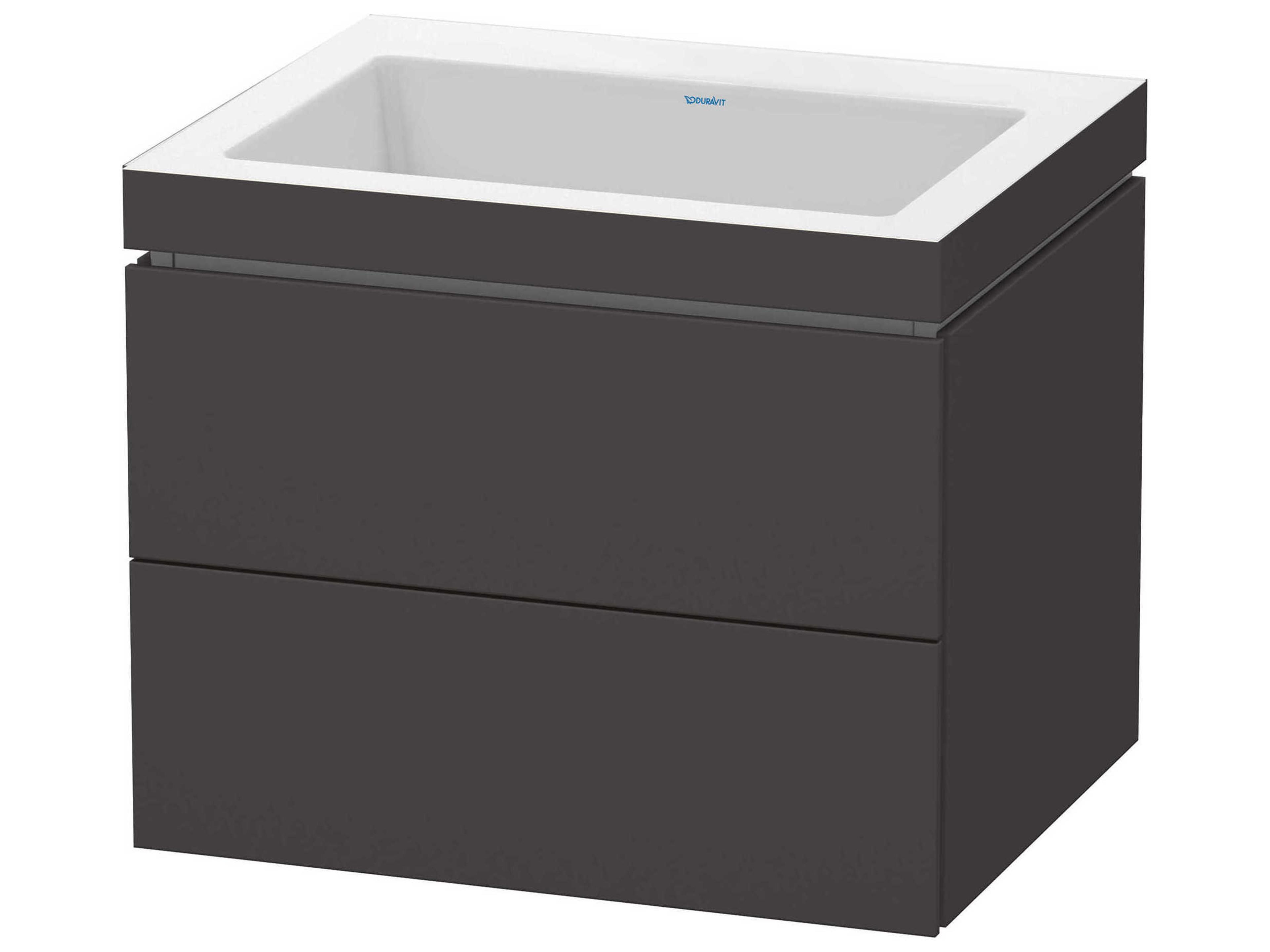 L-cube 24'' Two Drawer Graphite Super Matt Wall-Mounted Vanity Unit