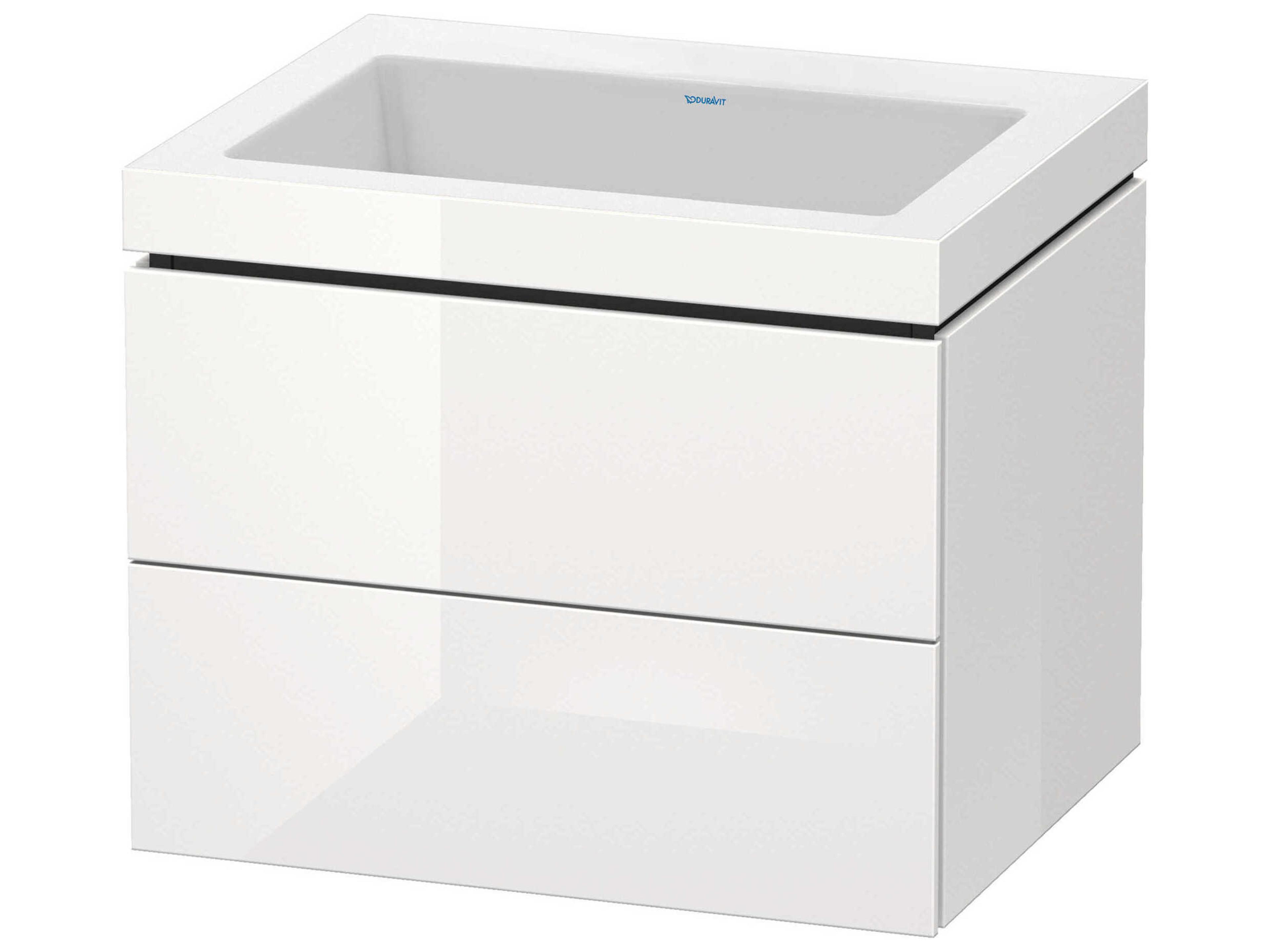 L-cube 24'' Two Drawer White High Gloss (Lacquer) Wall-Mounted Vanity Unit