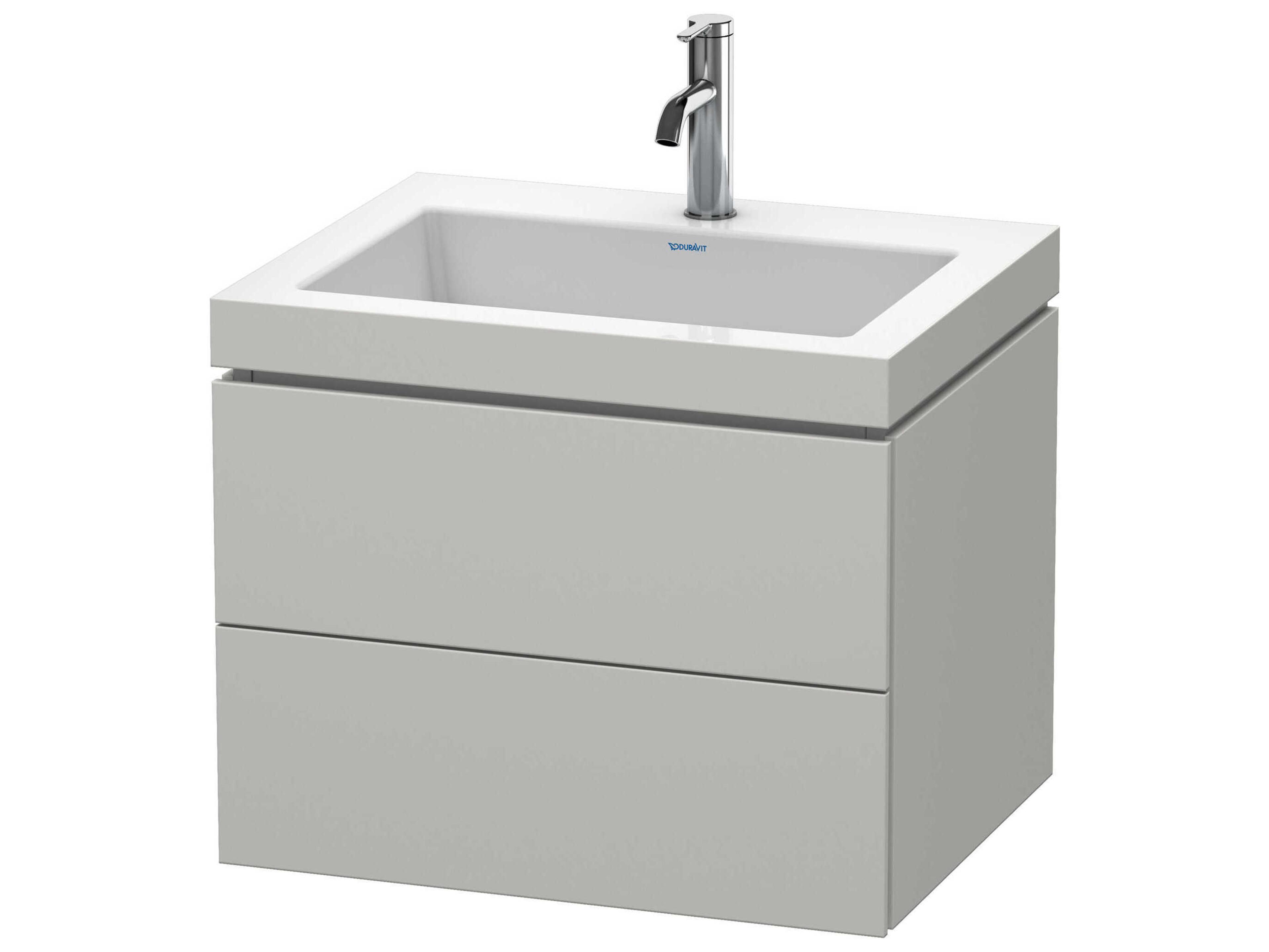 L-cube 24'' Two Drawer Concrete Gray Matt Wall-Mounted Vanity Unit