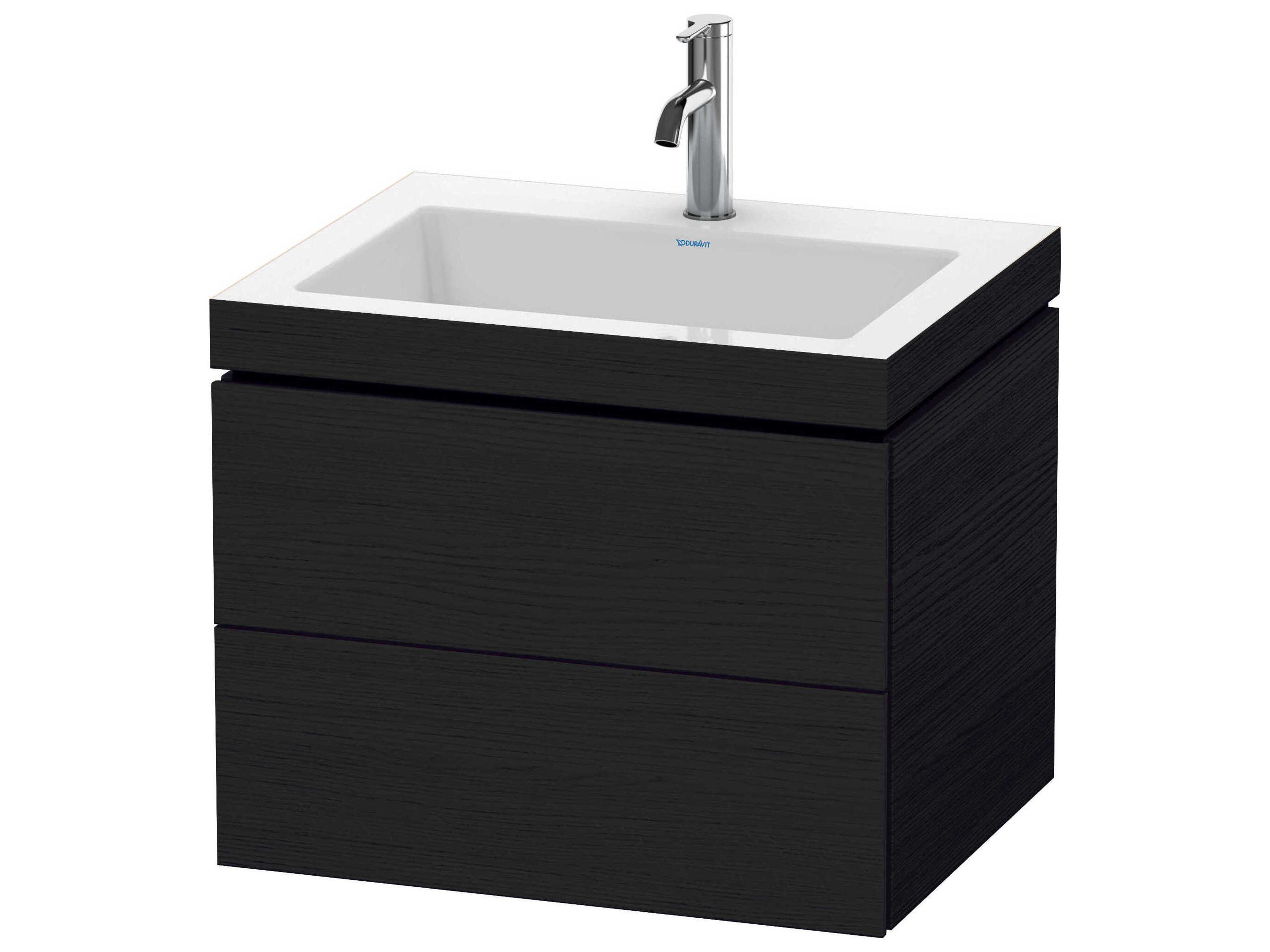 L-cube 24'' Two Drawer Black Oak Matt Wall-Mounted Vanity Unit