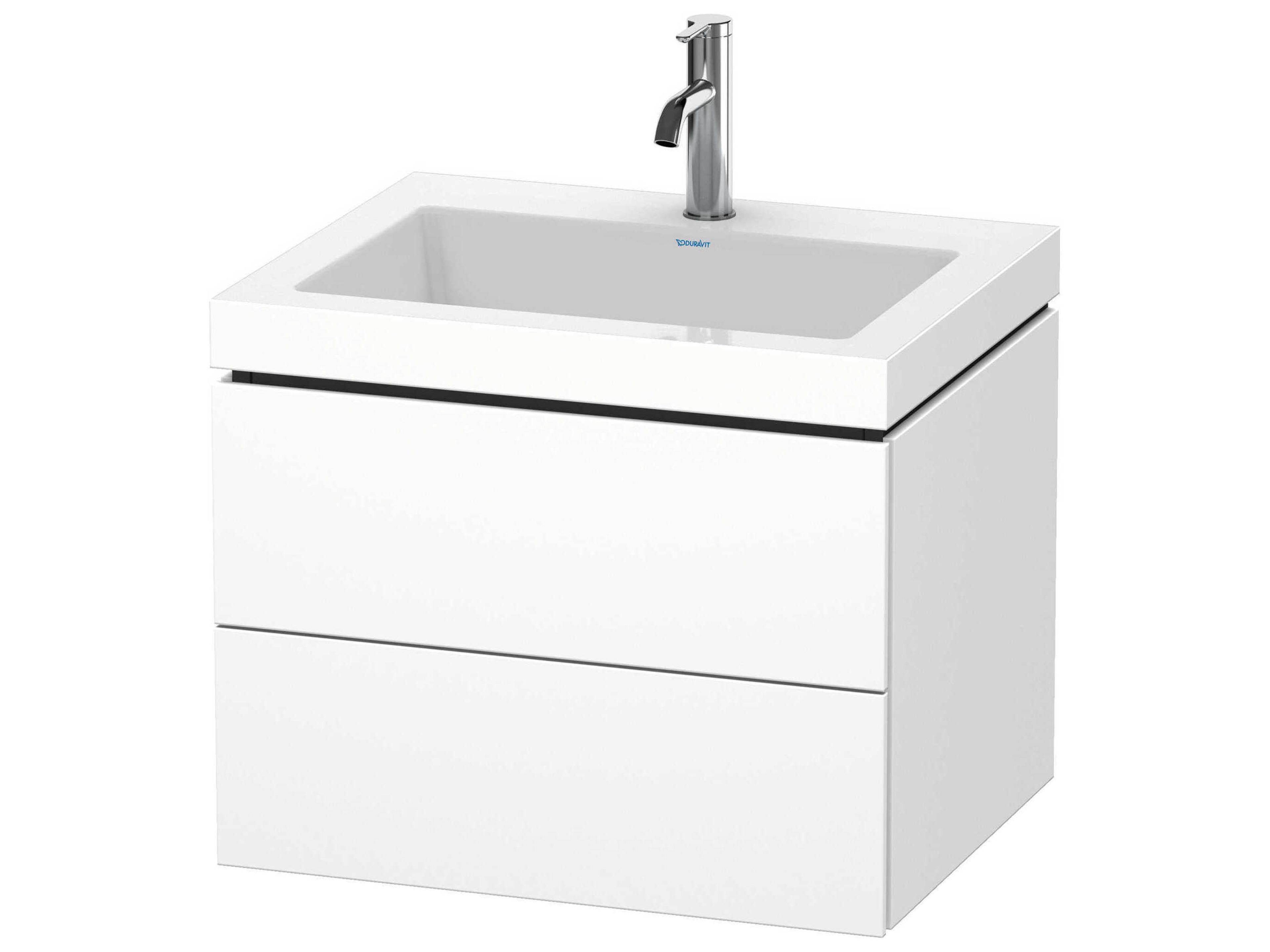 L-cube 24'' Two Drawer White Matt Wall-Mounted Vanity Unit