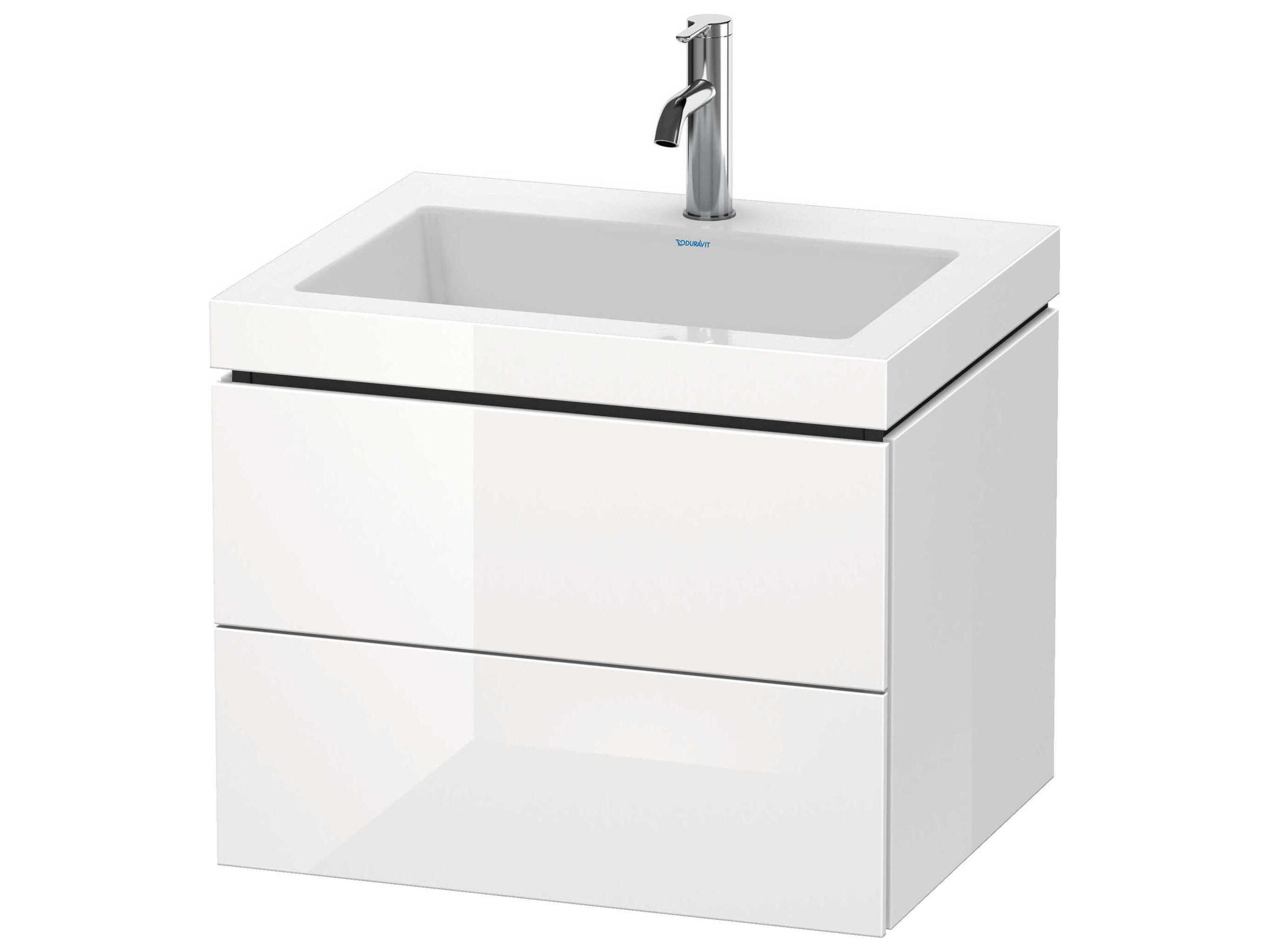 L-cube 24'' Two Drawer White High Gloss Wall-Mounted Vanity Unit