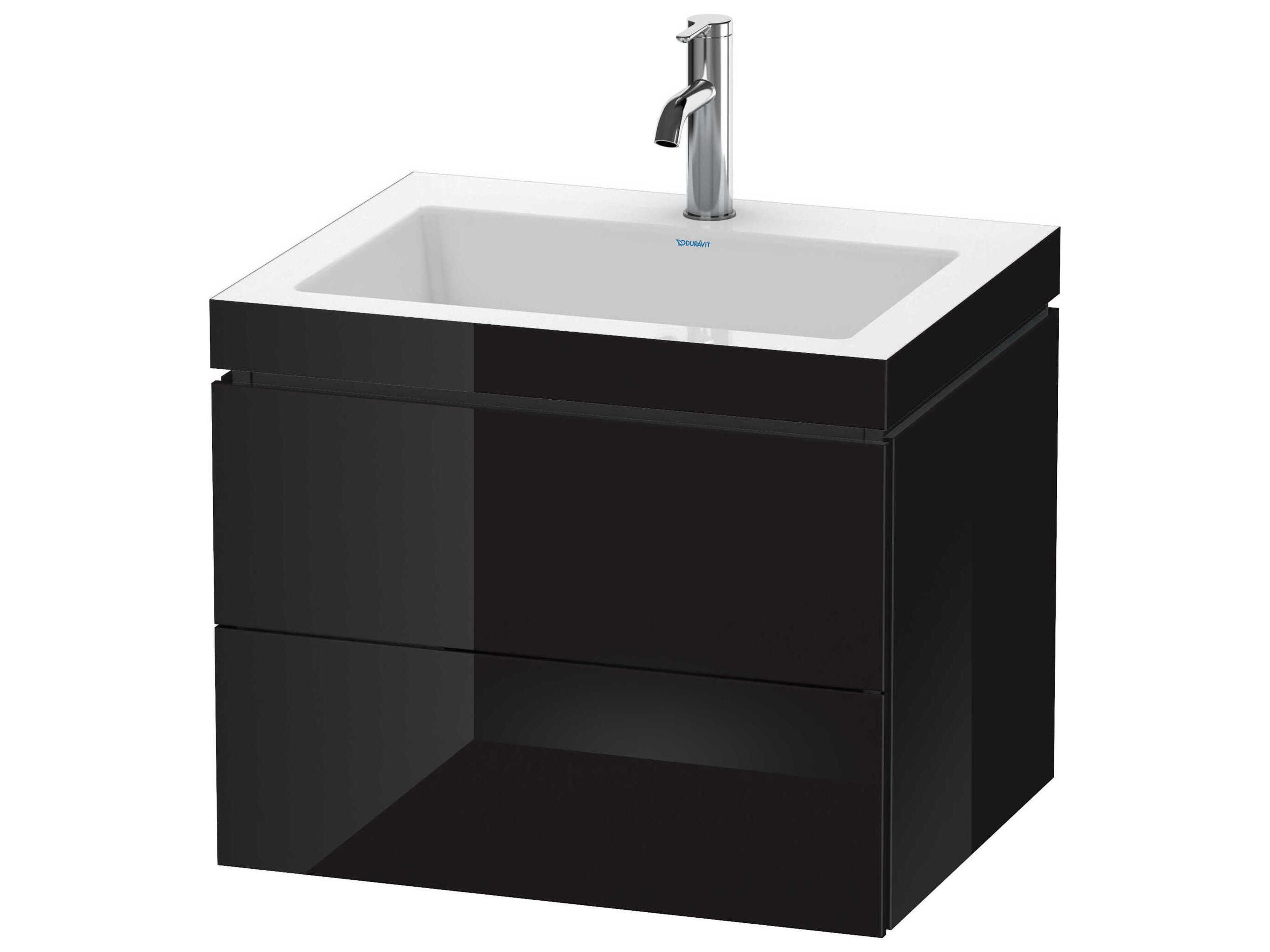 L-cube 24'' Two Drawer Black High Gloss Wall-Mounted Vanity Unit