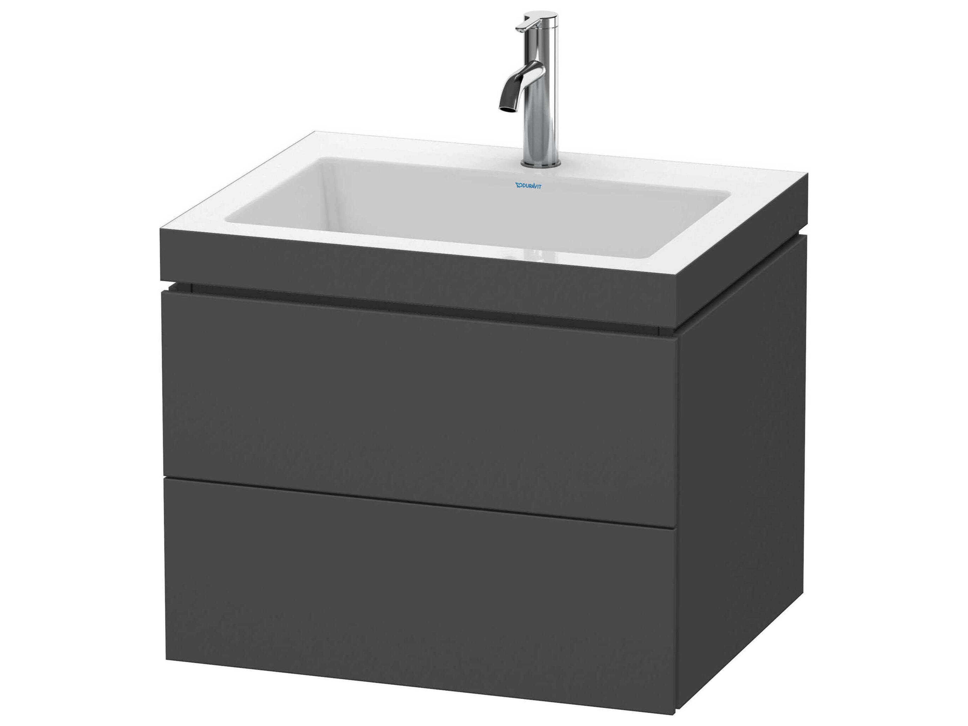 L-cube 24'' Two Drawer Graphite Matt Wall-Mounted Vanity Unit
