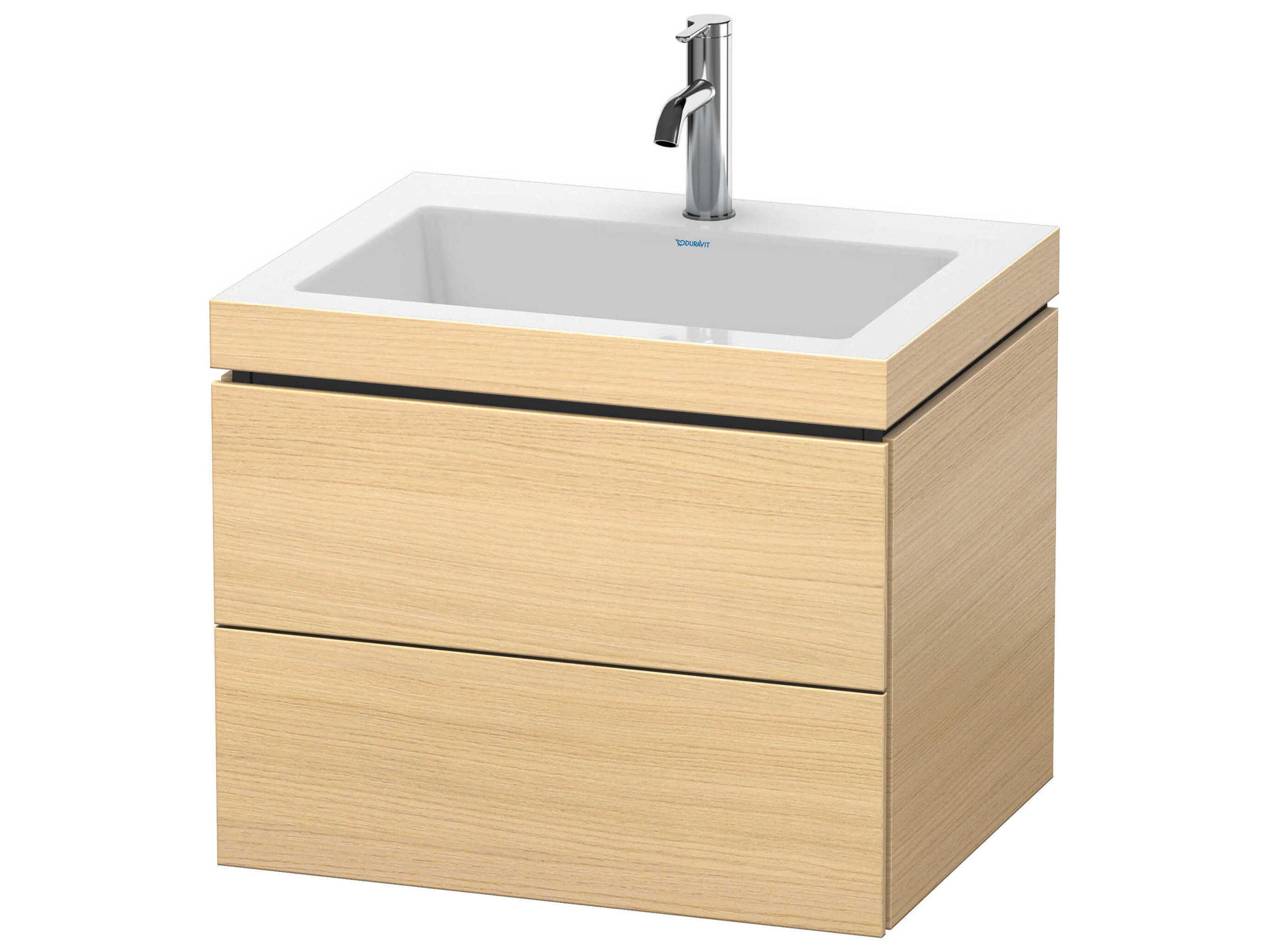 L-cube 24'' Two Drawer Mediterranean Oak Matt Wall-Mounted Vanity Unit