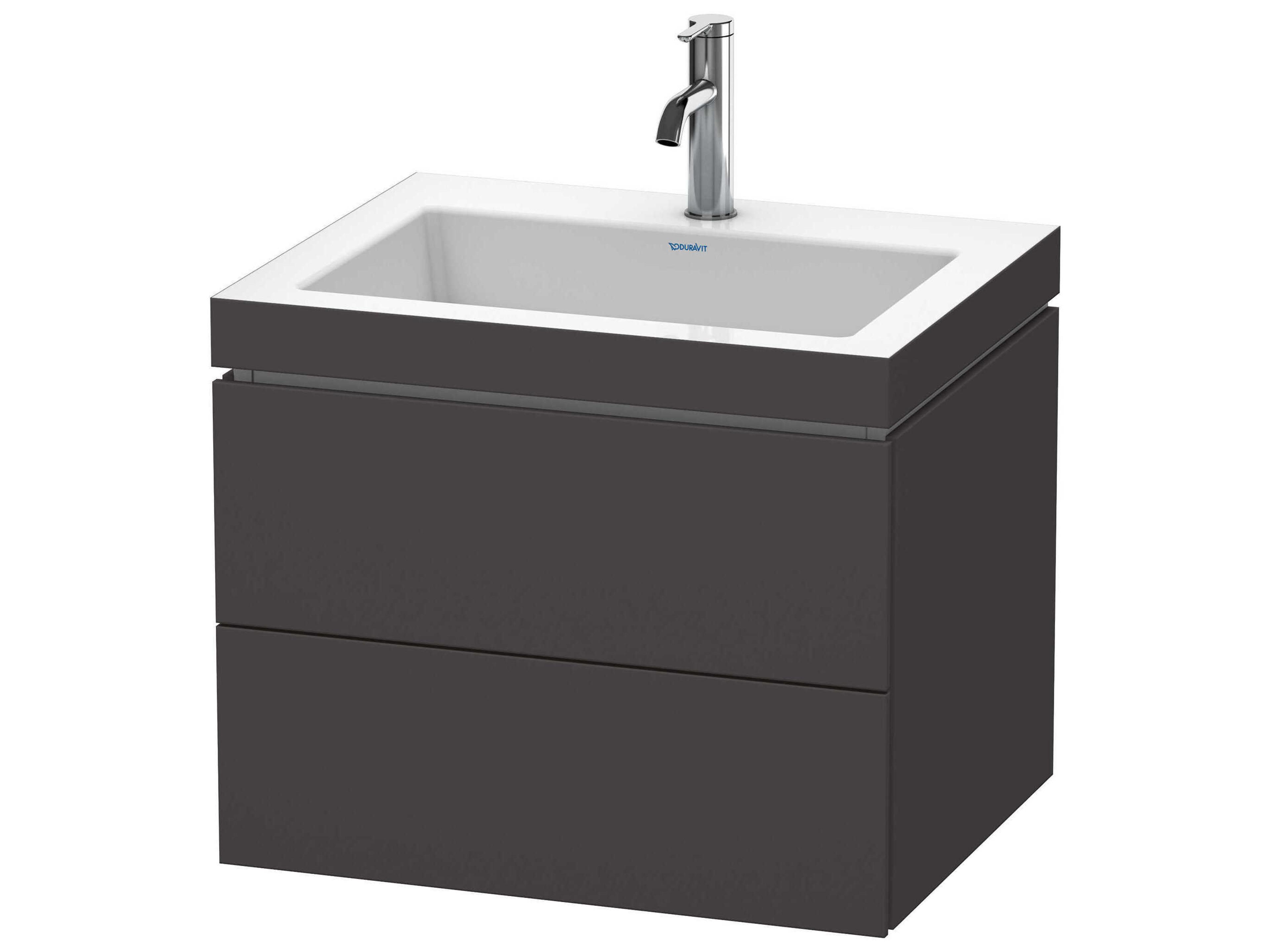 L-cube 24'' Two Drawer Graphite Super Matt Wall-Mounted Vanity Unit