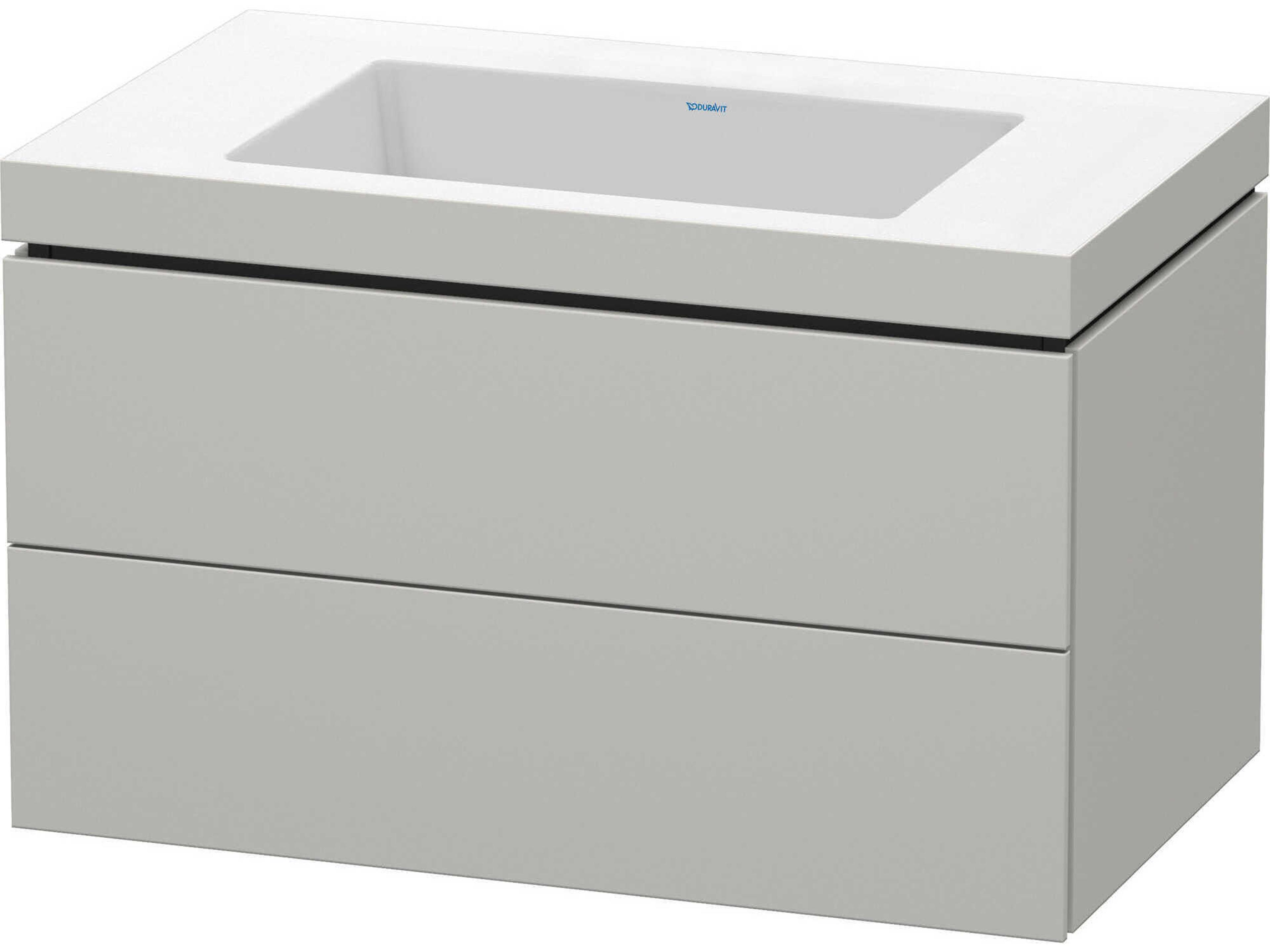 L-cube 32'' Two Drawer Concrete Gray Matt Wall-Mounted Vanity Unit