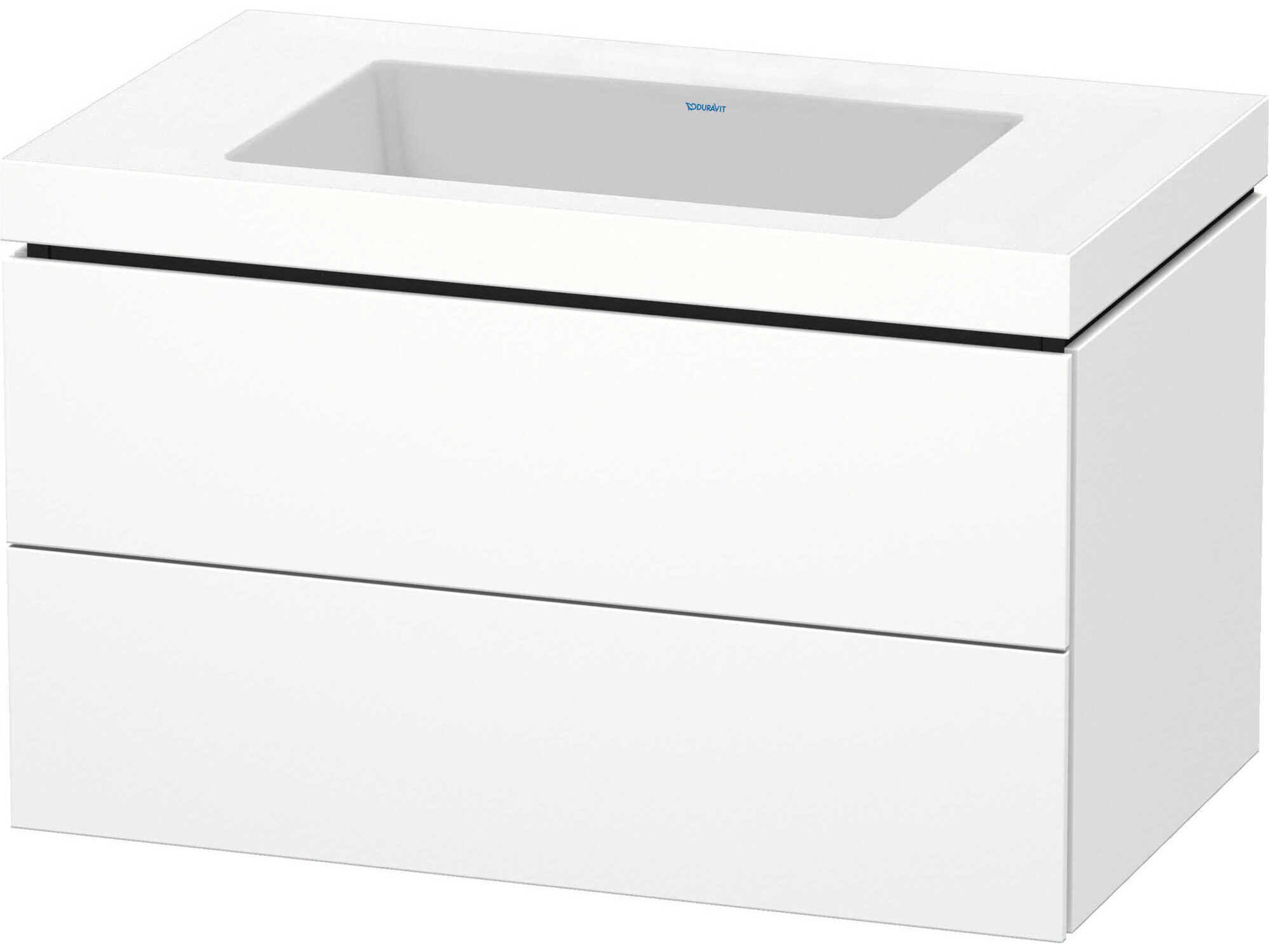 L-cube 32'' Two Drawer White Matt Wall-Mounted Vanity Unit