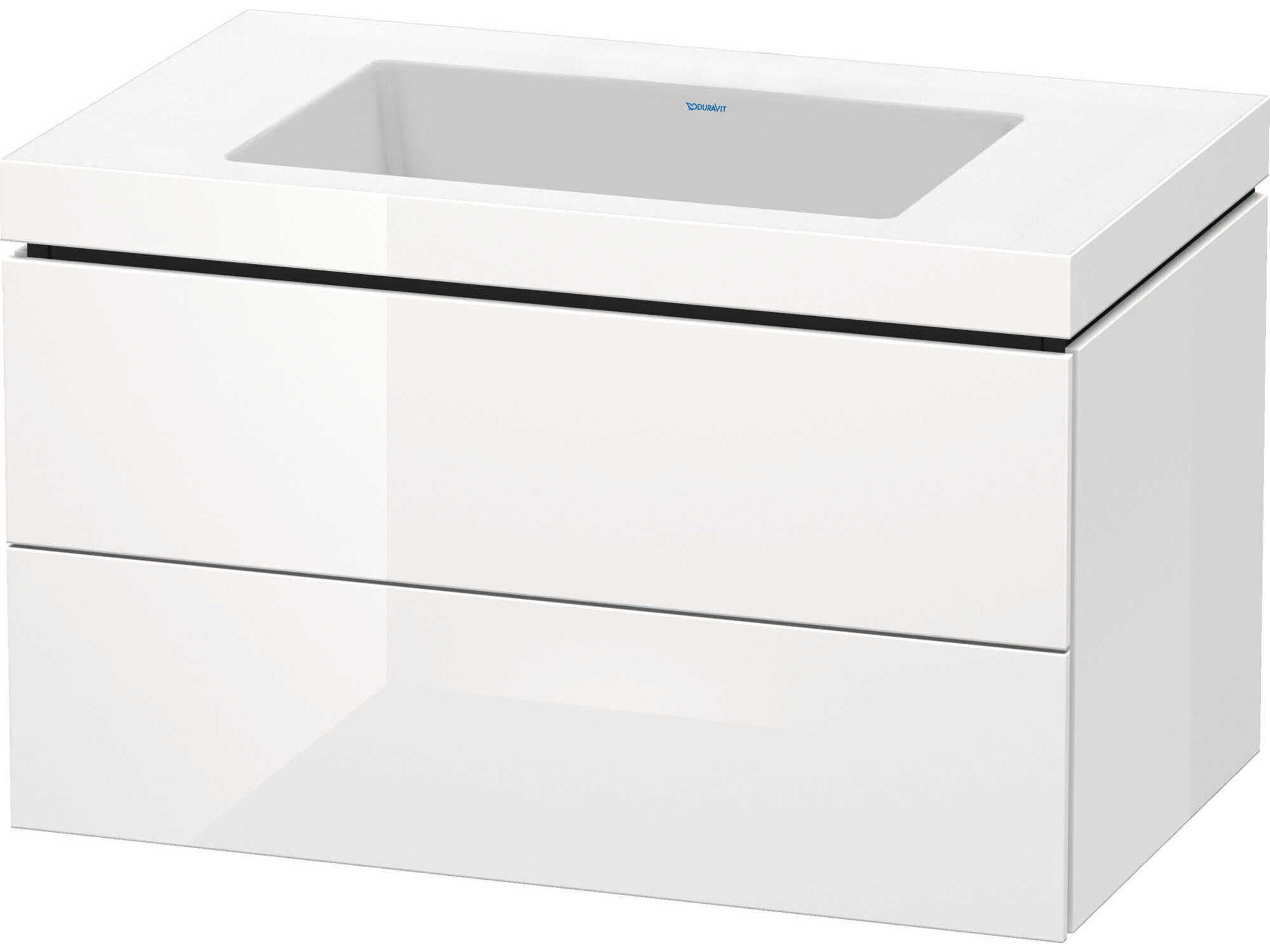 L-cube 32'' Two Drawer White High Gloss Wall-Mounted Vanity Unit